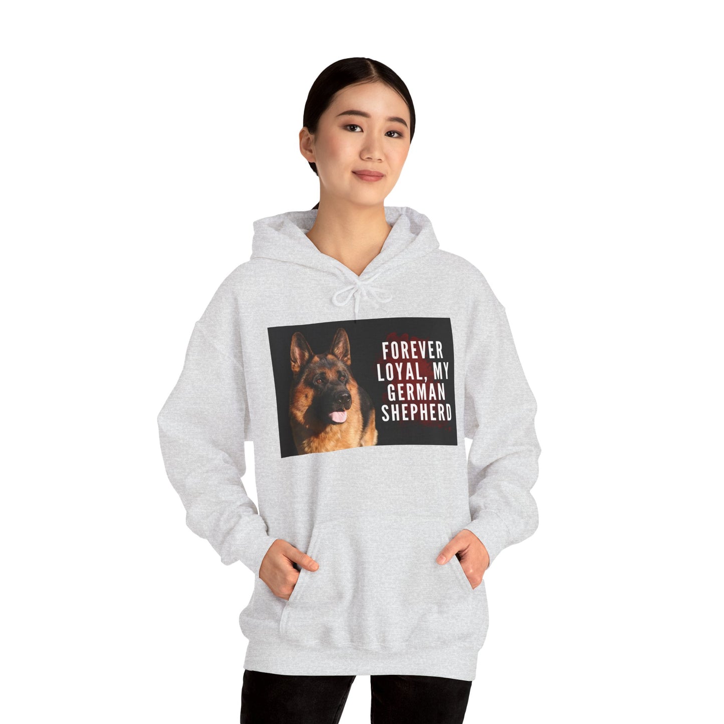 Unisex Dog Lover Hoodie With a German Shepherd and Caption Forever Loyal