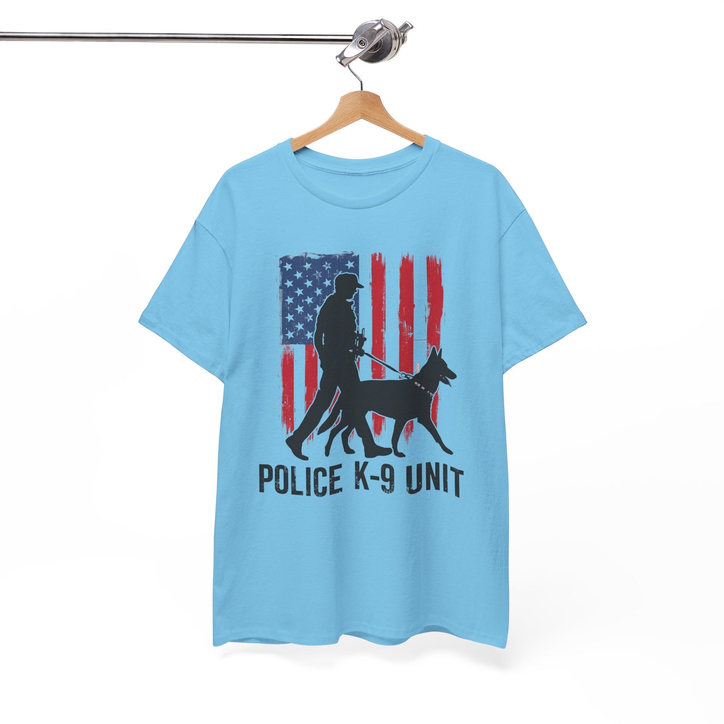 Patriotic Police K-9 Unit Heavy Cotton Tee, Unisex Cotton Shirt for Dog Lovers, Law Enforcement Apparel, Gifts for Police Officers