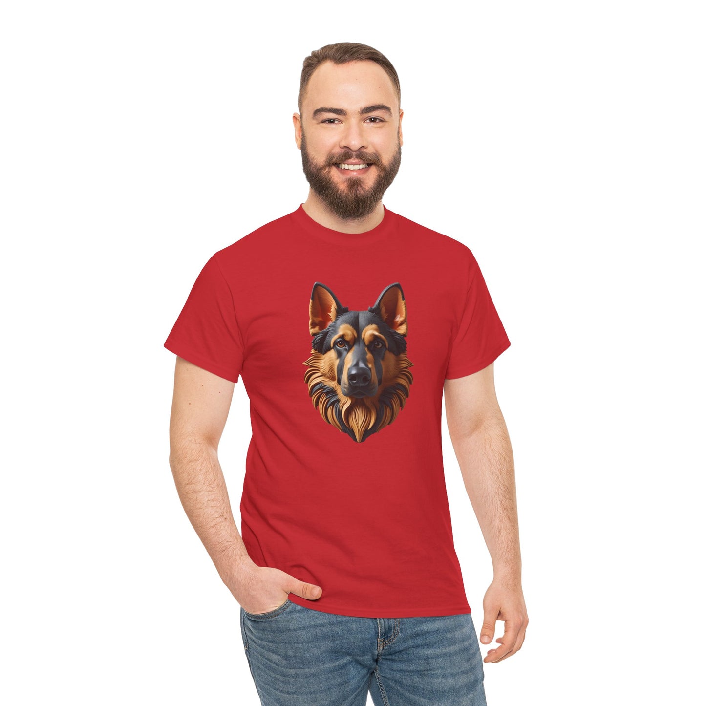 German Shepherd Lover Tee With 3D Design, Unisex Cotton Shirt, Dog T-Shirt, Pet Lovers Gift, Animal Enthusiast Apparel