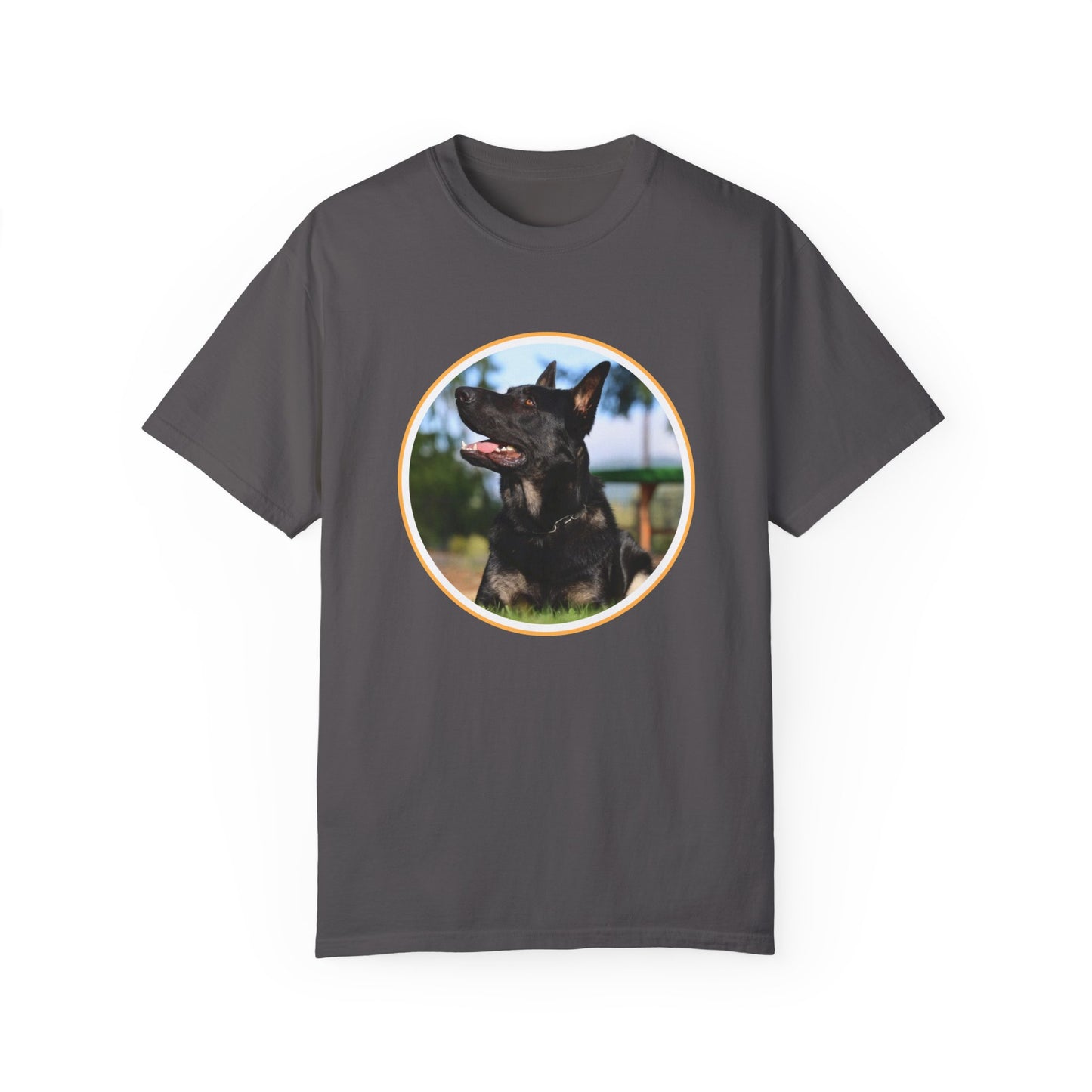 Unisex T-Shirt With Bicolor Working Line German Shepherd Sitting On The Ground