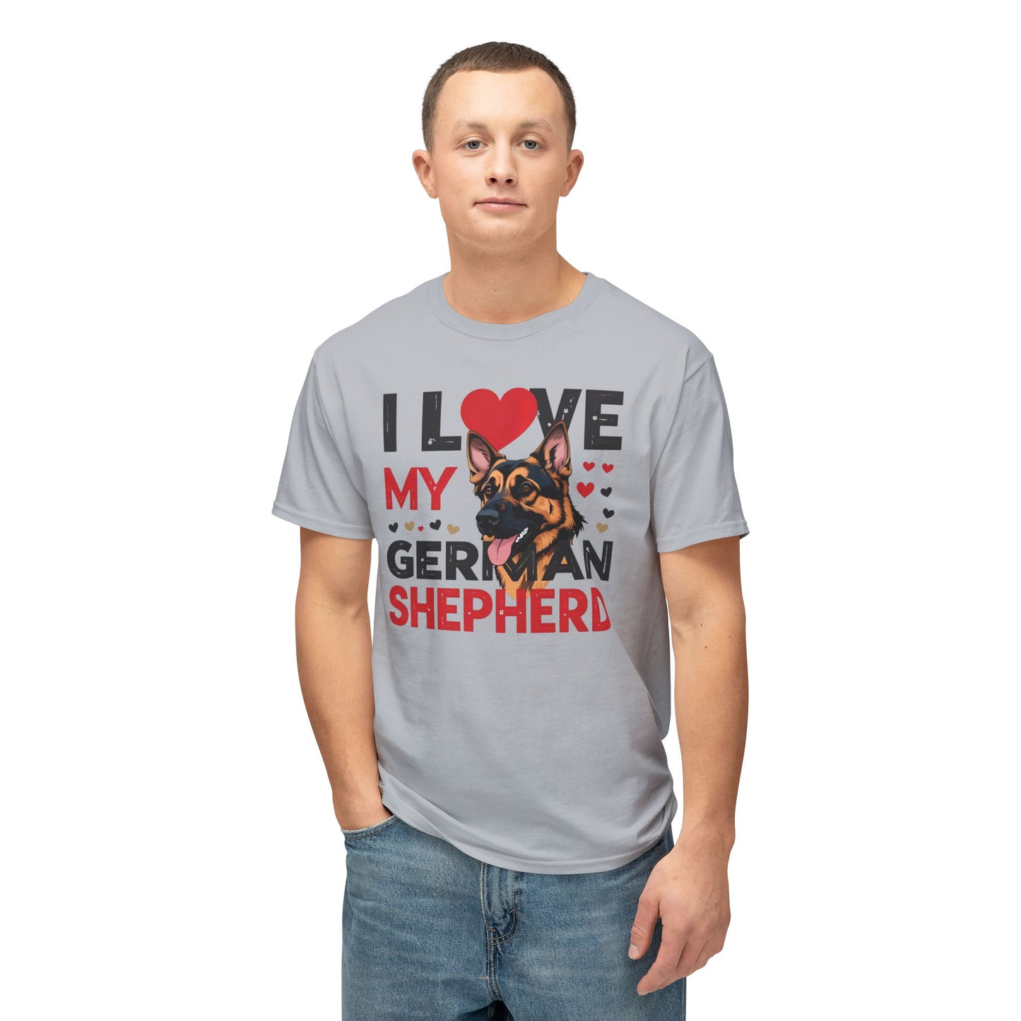 I Love My German Shepherd T-Shirt, Cute Dog Lover Gift, Pet Parent Apparel, Dog Adoption Celebration, Canine Lover's Tee
