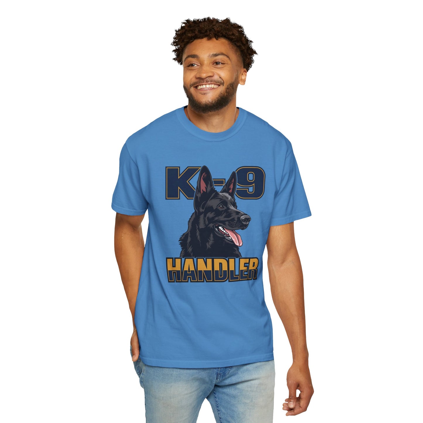 Black German Shepherd K-9 Handler T-Shirt, Garment-Dyed Unisex Tee for Dog Lovers