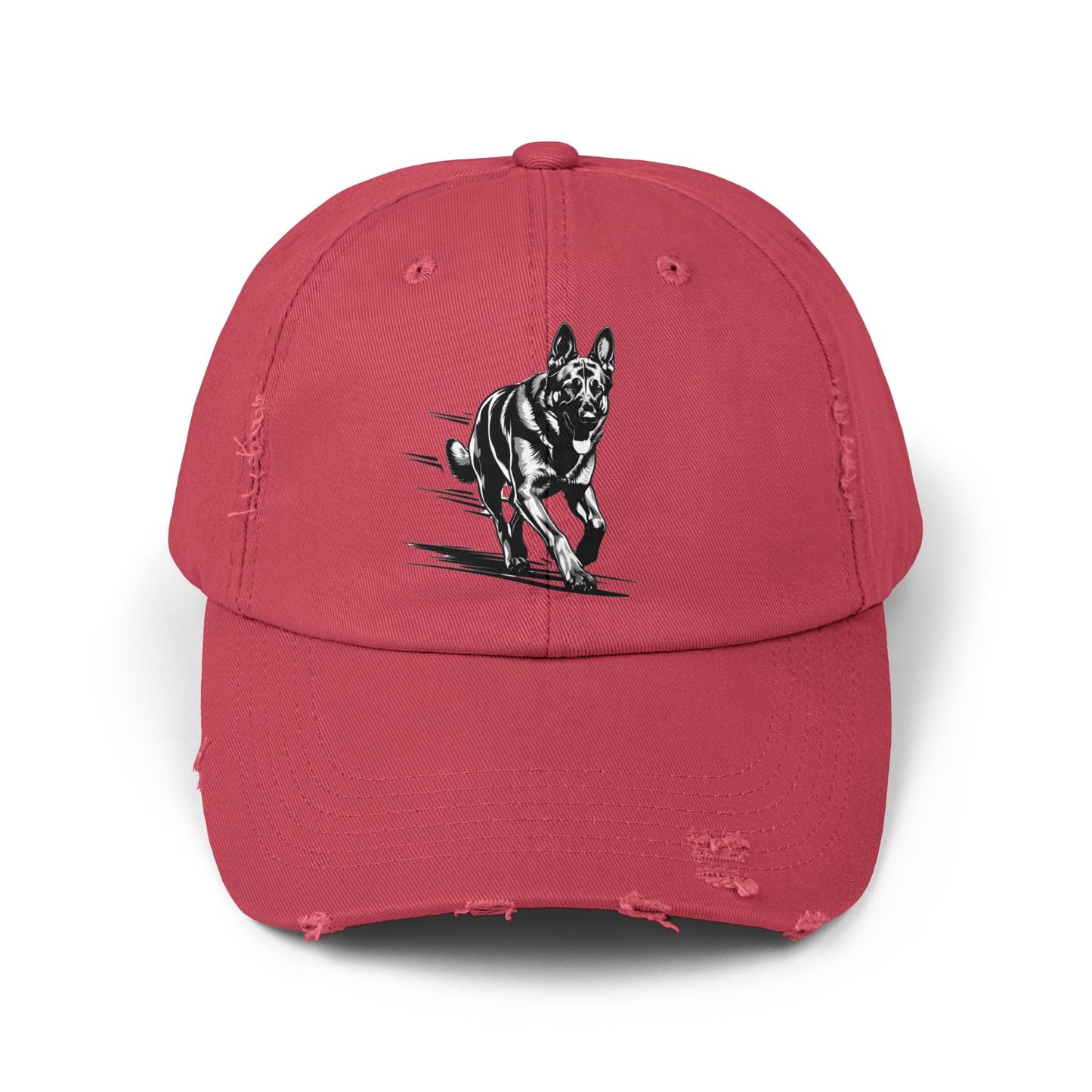 Black Distressed Agility German Shepherd Dog Cap | Unisex Pet Lover Hat, Outdoorsy Style, Casual Wear, Animal Lover Accessory