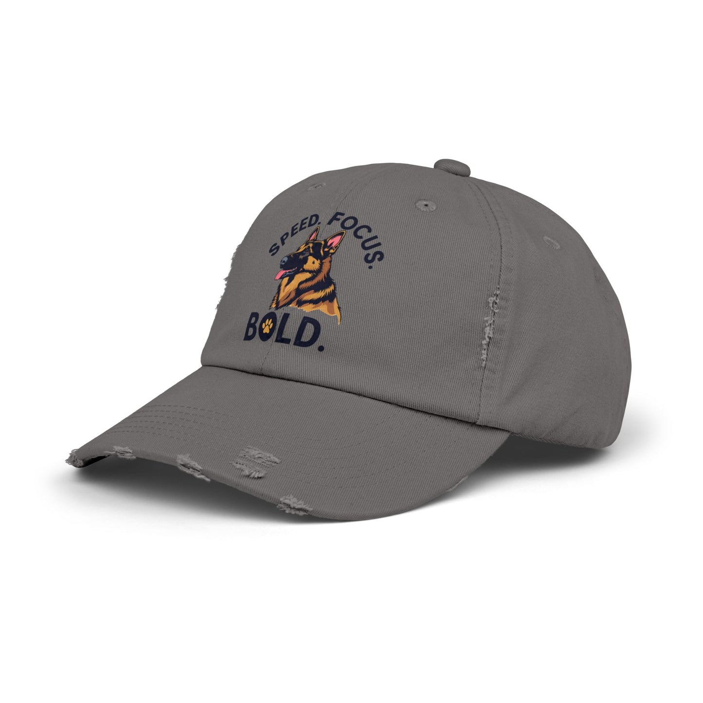 Speed Focus Bold German Shepherd Agility Distressed Hat, Dog Lover Gift, Casual Fashion Accessory, Summer Style, Outdoor Fun