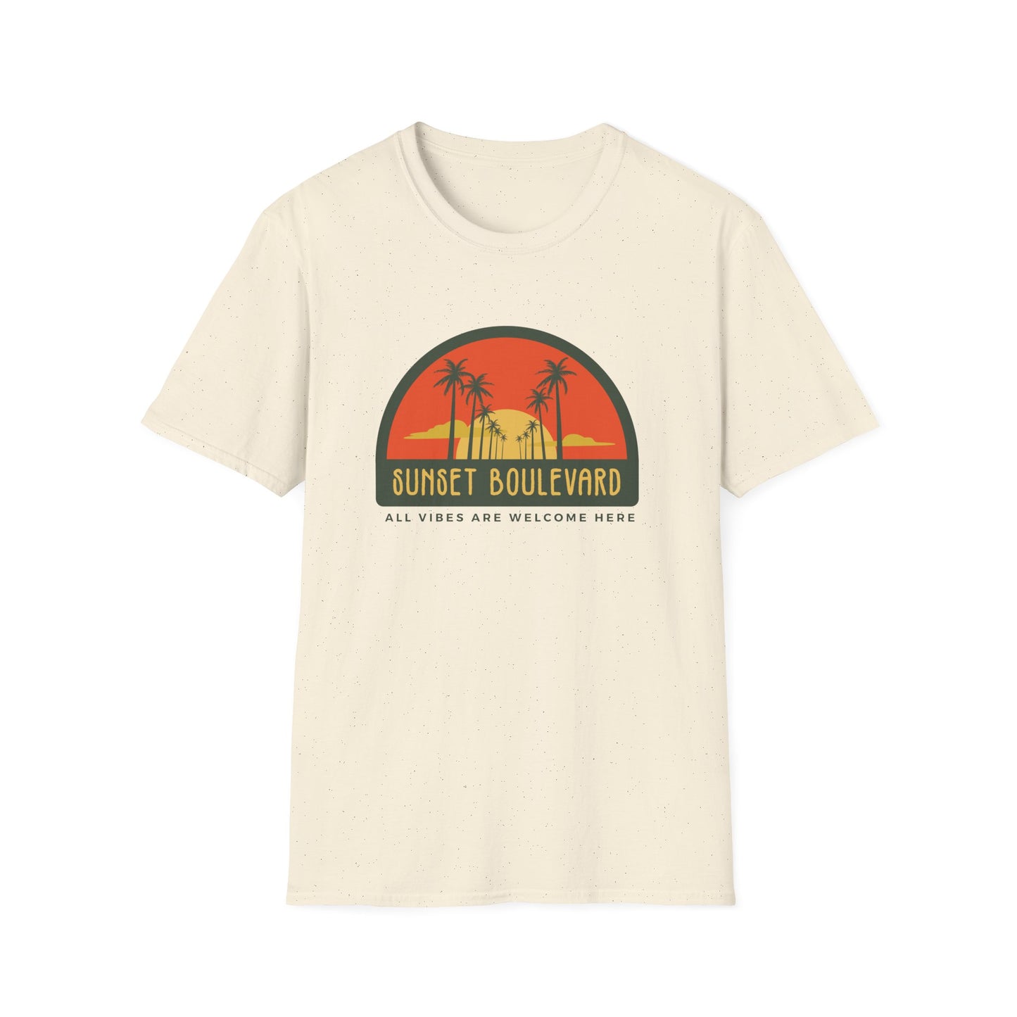 Sunset Boulevard Unisex Softstyle T-Shirt, Retro Beach Tee, Vacation Shirt, Summer Apparel, Travel Gift