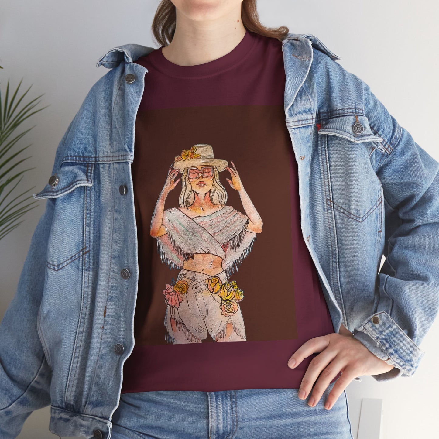 Bohemian Vibes Unisex Heavy Cotton Vintage Tee, Casual Wear, Summer Style Shirt, Gift for Her, Festival Outfit, Art-Inspired Apparel