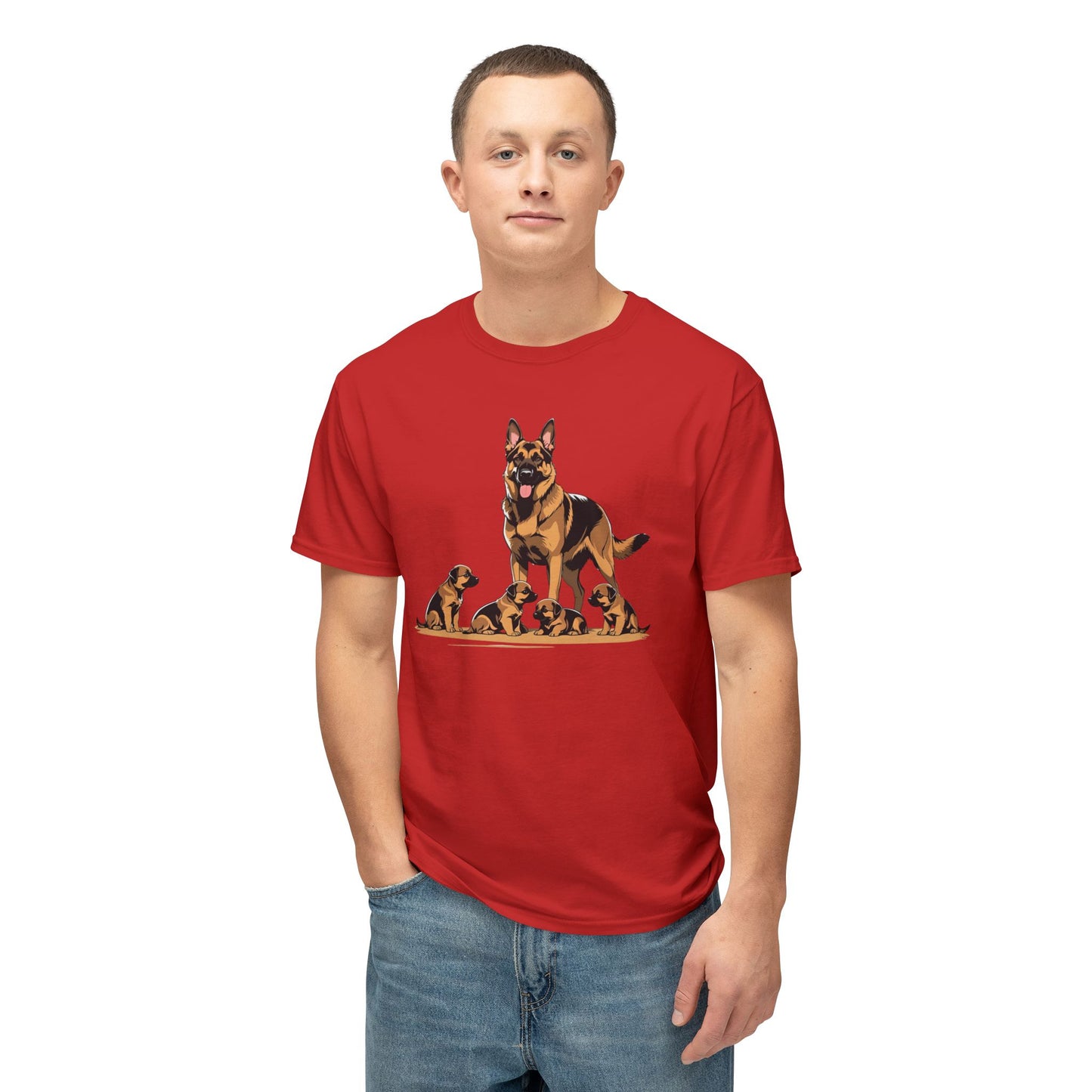 Adorable German Shepherd Family T-Shirt | Dog Lover Gift, Pet Owners Tee, Animal Lovers Apparel, Cute Canine Shirt, Father's Day Gift
