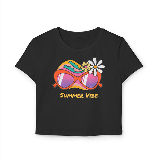 Summer Vibe Women's Baby Tee, Cute Summer Top, Beach Shirt, Casual Graphic Tee, Fun Gift for Her, Vacation Wardrobe