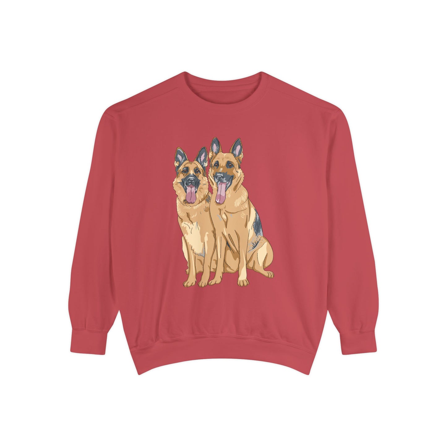 Unisex Dog Lover Sweatshirt With Graphic of Two German Shepherd Sloppily Sitting