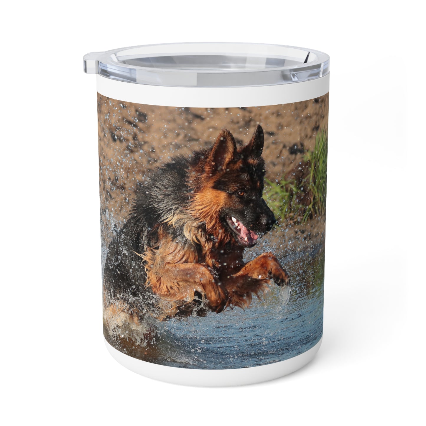 Insulated Stainless Steel Dog Lover Coffee Mug - German Shepherd Adventure Design