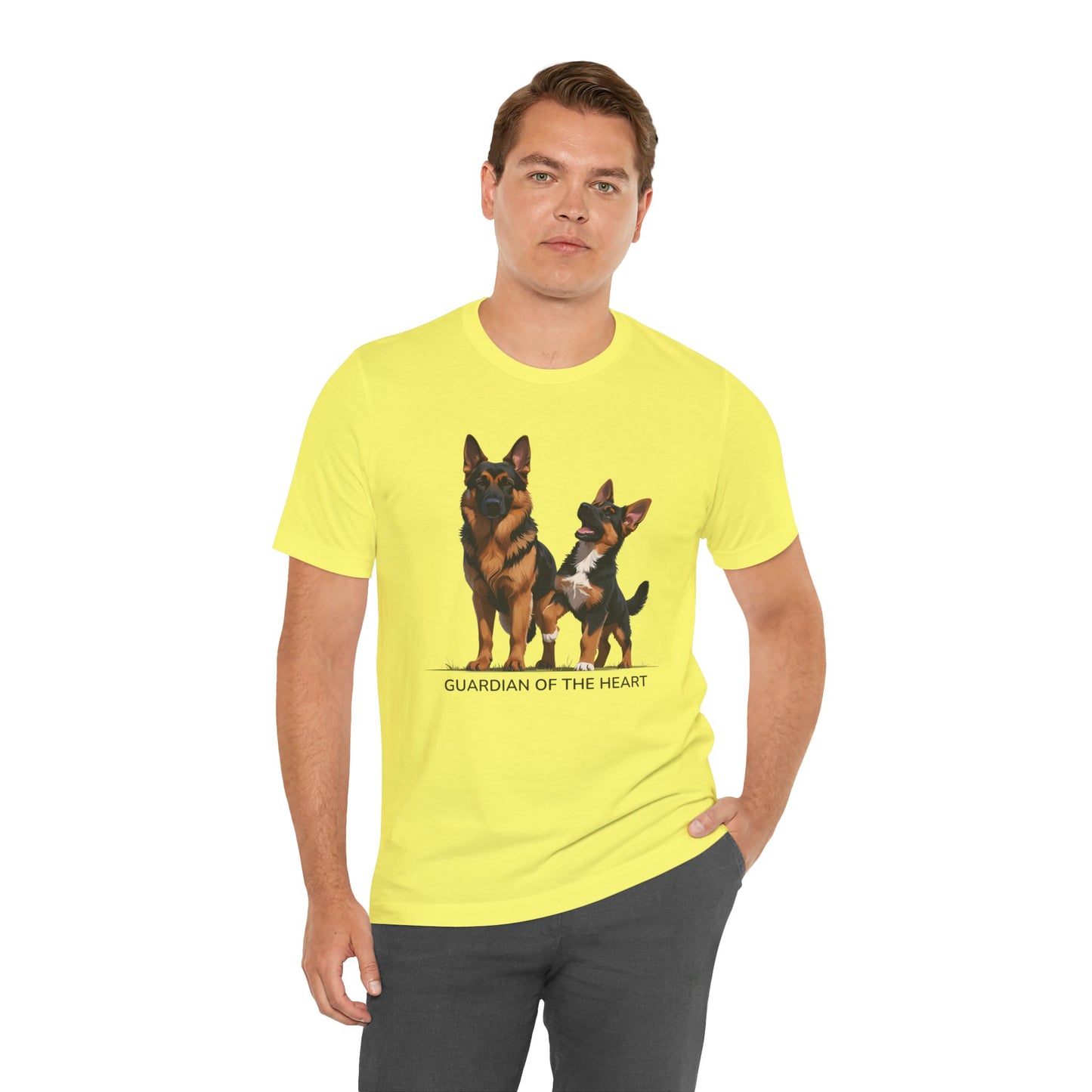 German Shepherd and Puppy Tee - Guardian of the Heart, Gifting for Pet Owners, Cute Graphic Shirt, Perfect for Birthdays, Dog-Themed Apparel