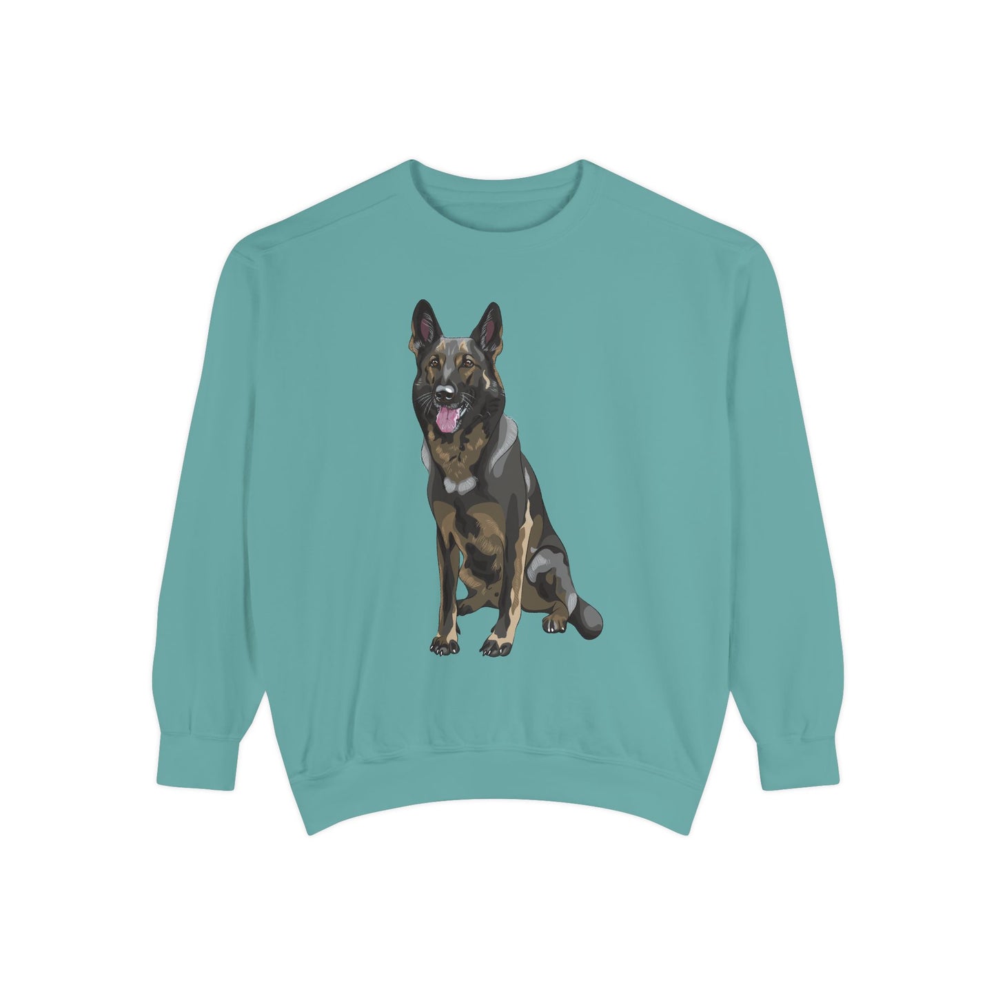 Unisex Dog Lover Sweatshirt With a Graphic of Sable German Shepherd Sloppily Sitting