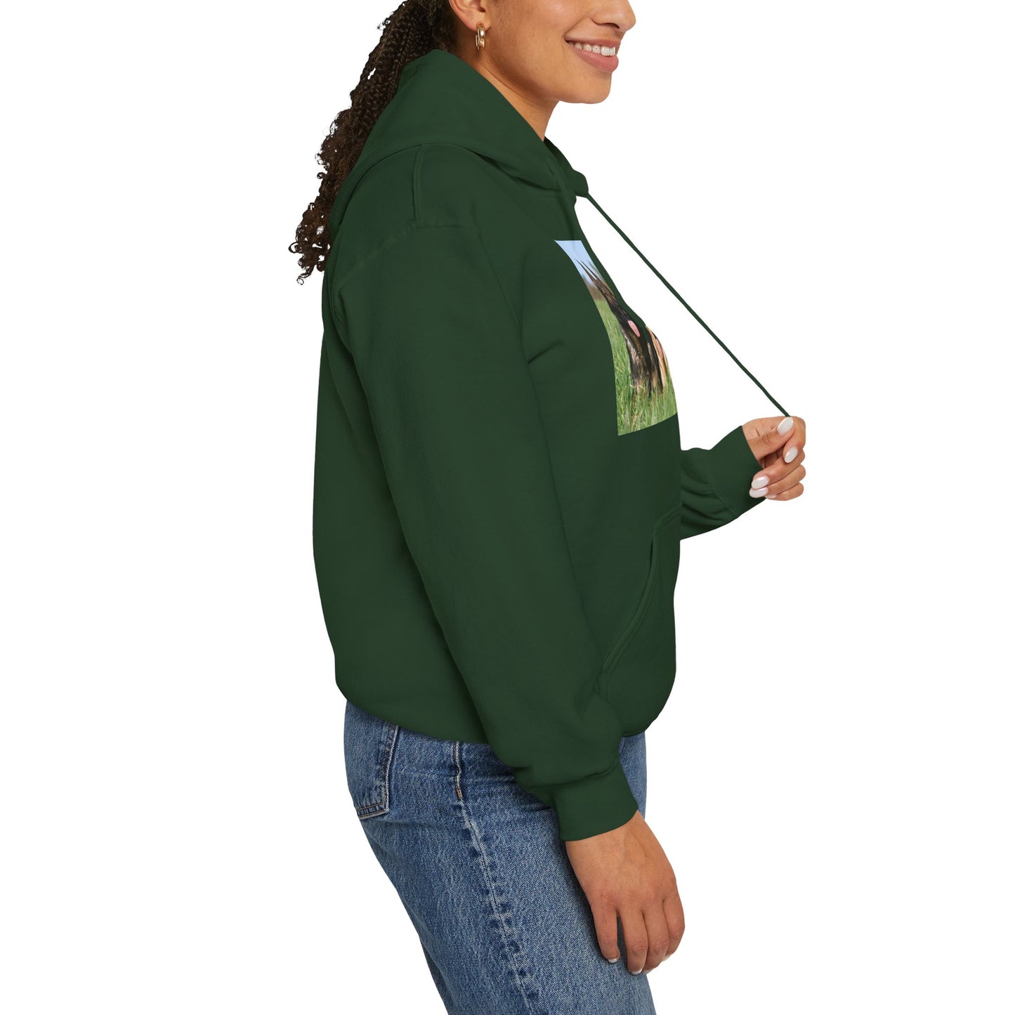 A Dog Lover Hoodie With Three Giant German Shepherds Lying on The Grass Leaving Tongues Out