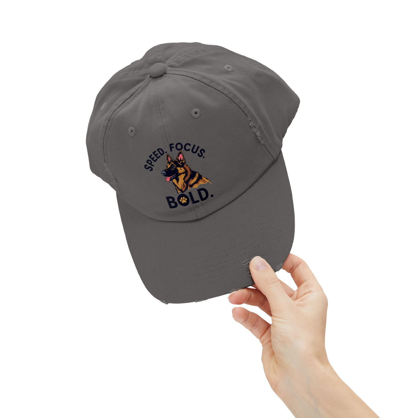 Speed Focus Bold German Shepherd Agility Distressed Hat, Dog Lover Gift, Casual Fashion Accessory, Summer Style, Outdoor Fun