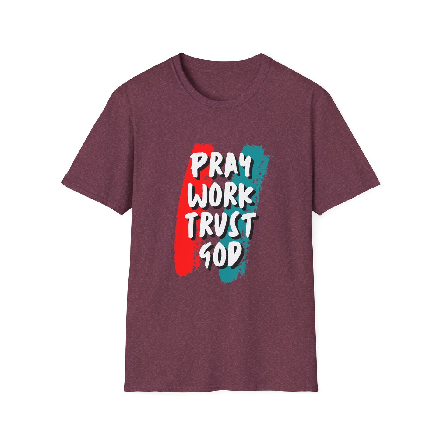 Inspiration Unisex T-Shirt - Pray, Work, Trust God, Motivational Tee, Faith-Based Apparel, Casual Wear, Gift for Believers, Christian Clothing