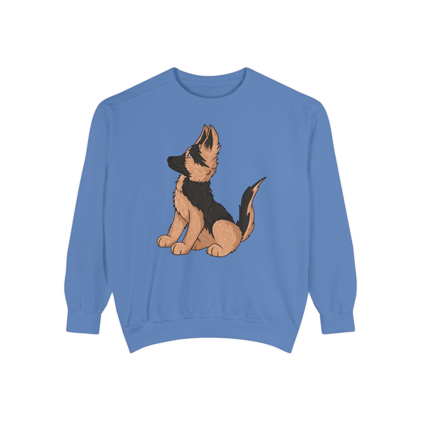Unisex Dog Lover Sweatshirt With a Graphic of Cute German Shepherd Puppy Looking Upward