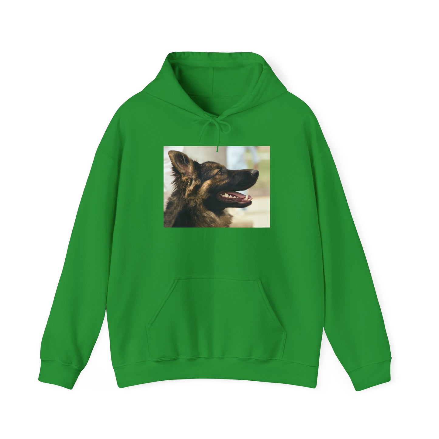 A Unisex Hoodie With Close Up of Working German Shepherd Mouth Opened
