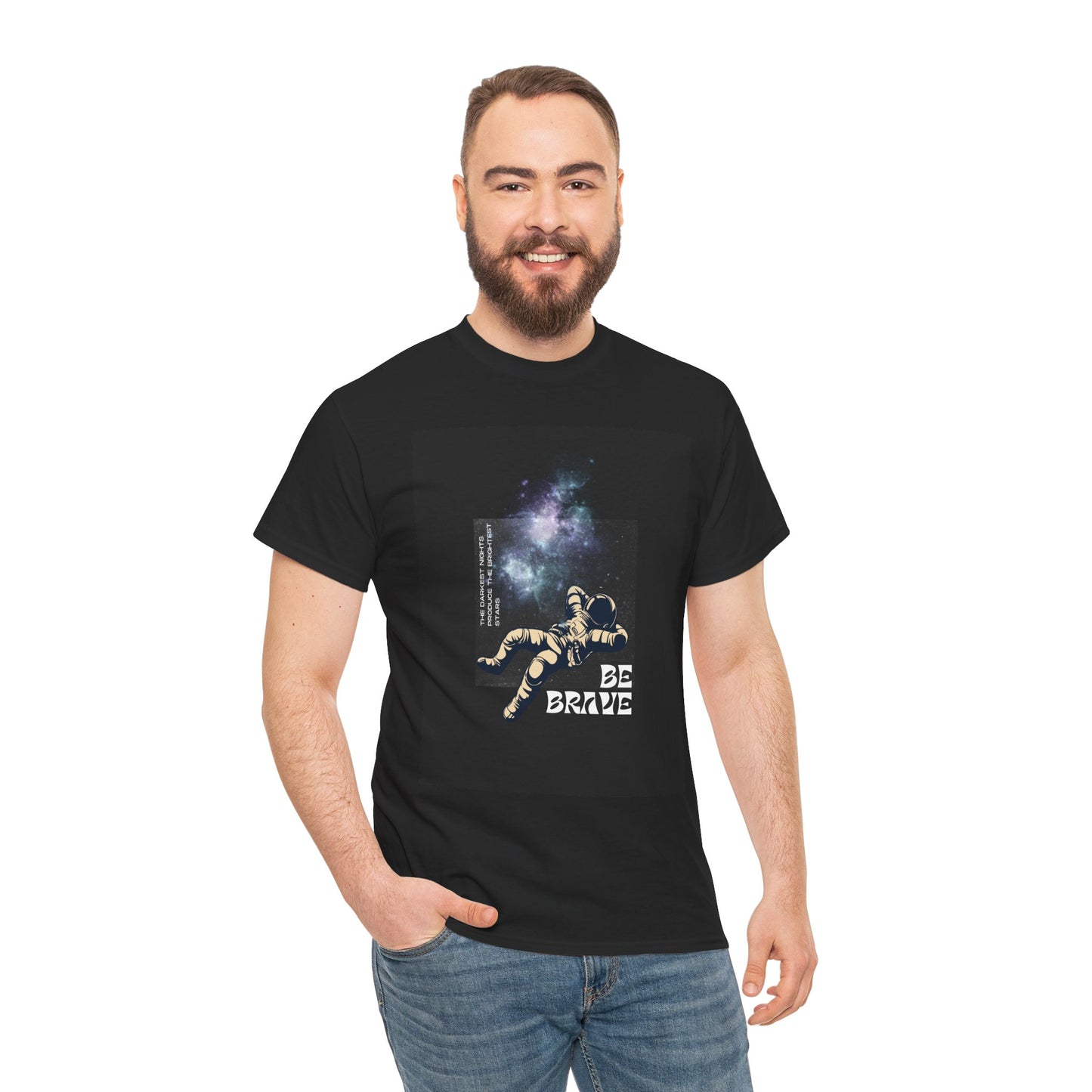 Be Brave Tee, Inspirational T-Shirt, Unisex Cotton Top, Space Graphic Shirt, Motivational Gift, Everyday Wear