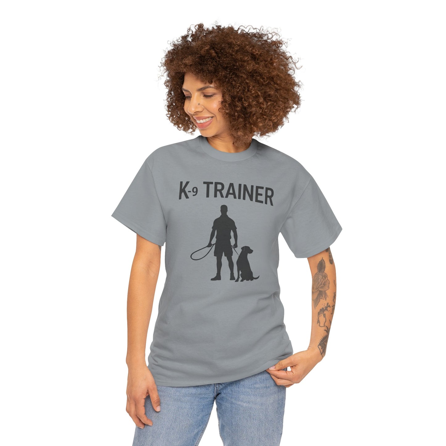 K-9 Trainer Heavy Cotton T-Shirt, Dog Owner Gift, Police Dog Shirt, Animal Enthusiast Apparel, Casual Style Tee