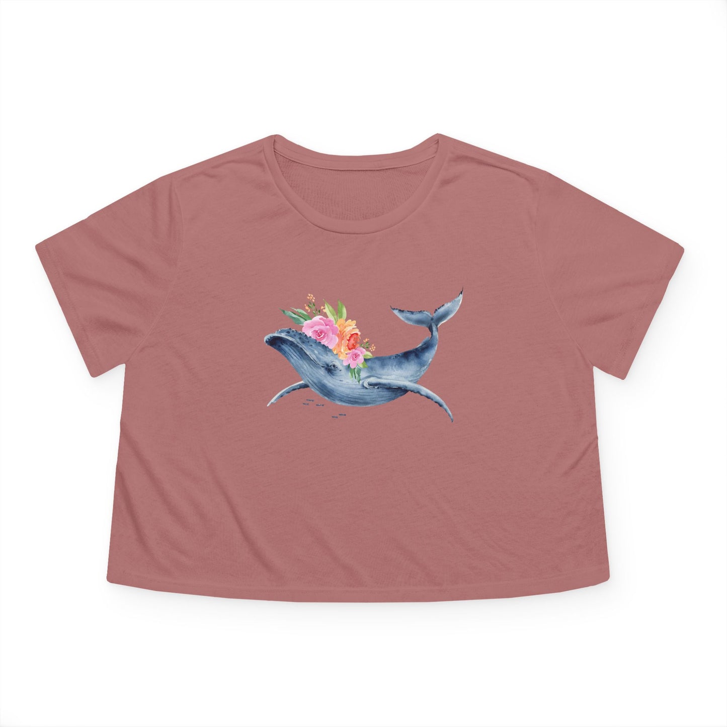 Whale Floral Cropped Tee - Ocean Lover's Shirt, Beachwear, Nature Gift, Casual Top, Summer Wardrobe