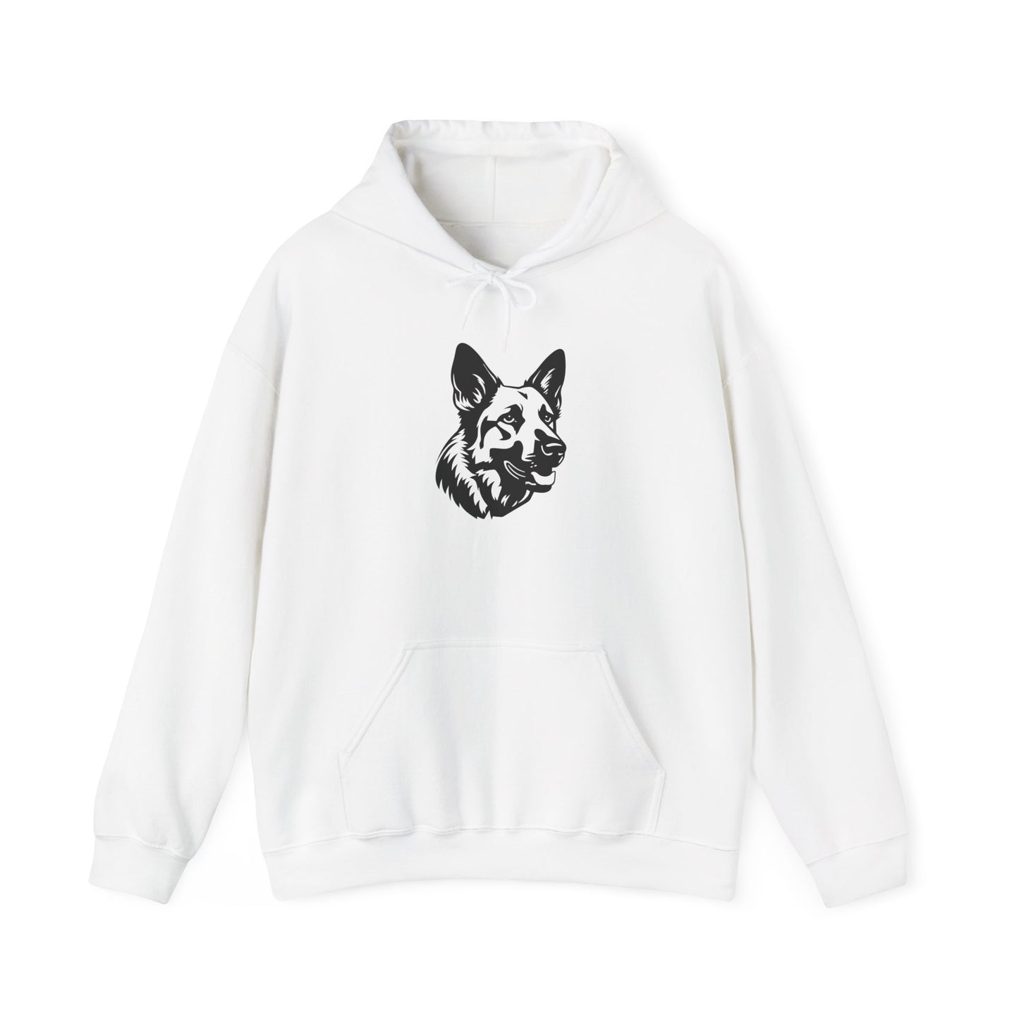 Unisex Dog Lover Hoodie With a Close Up Graphic of Black and White German Shepherd Mouth Opened