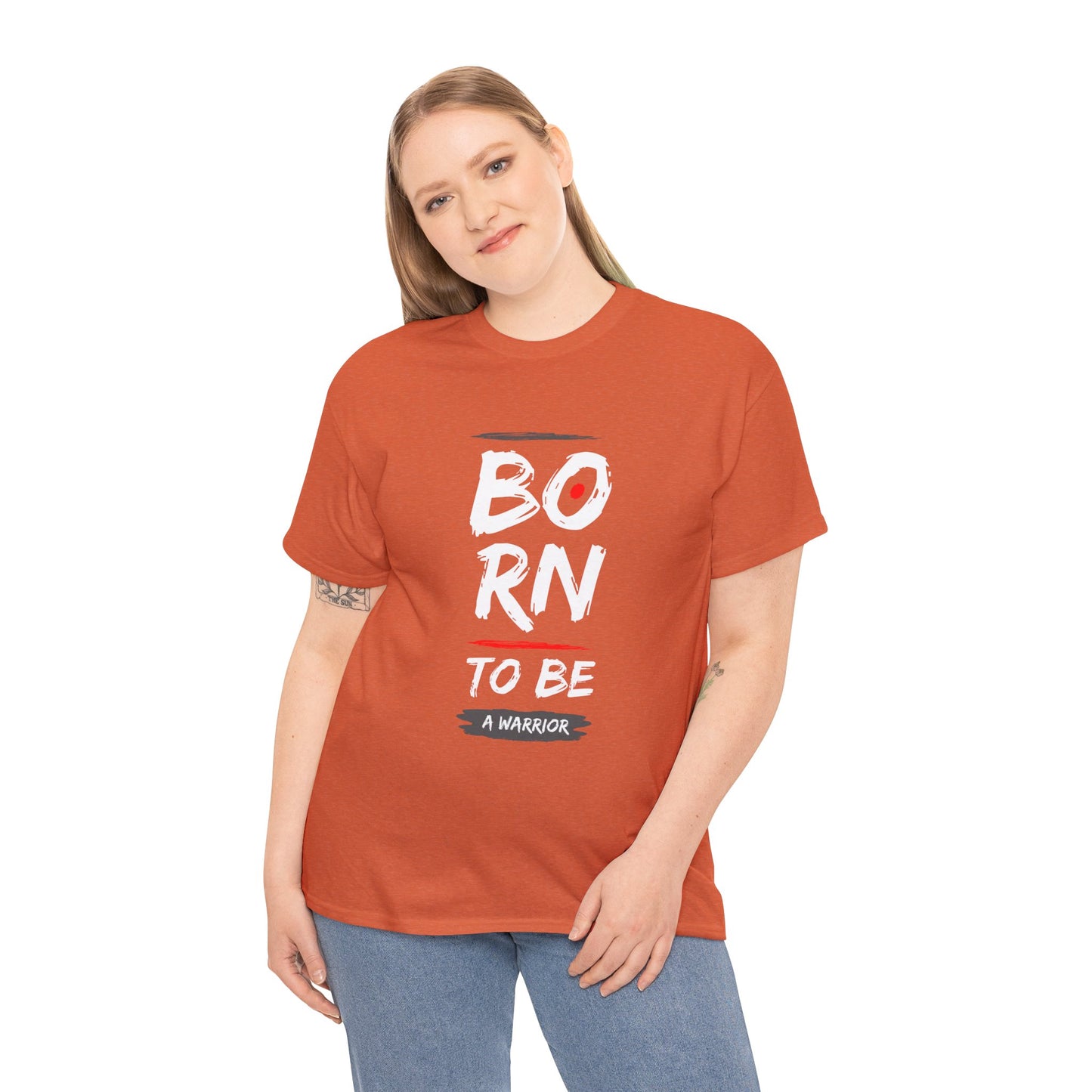 Born to Be a Warrior Unisex Heavy Cotton Tee, Inspirational Shirt for Veterans, Motivational Gift, Fitness Apparel, Casual Wear