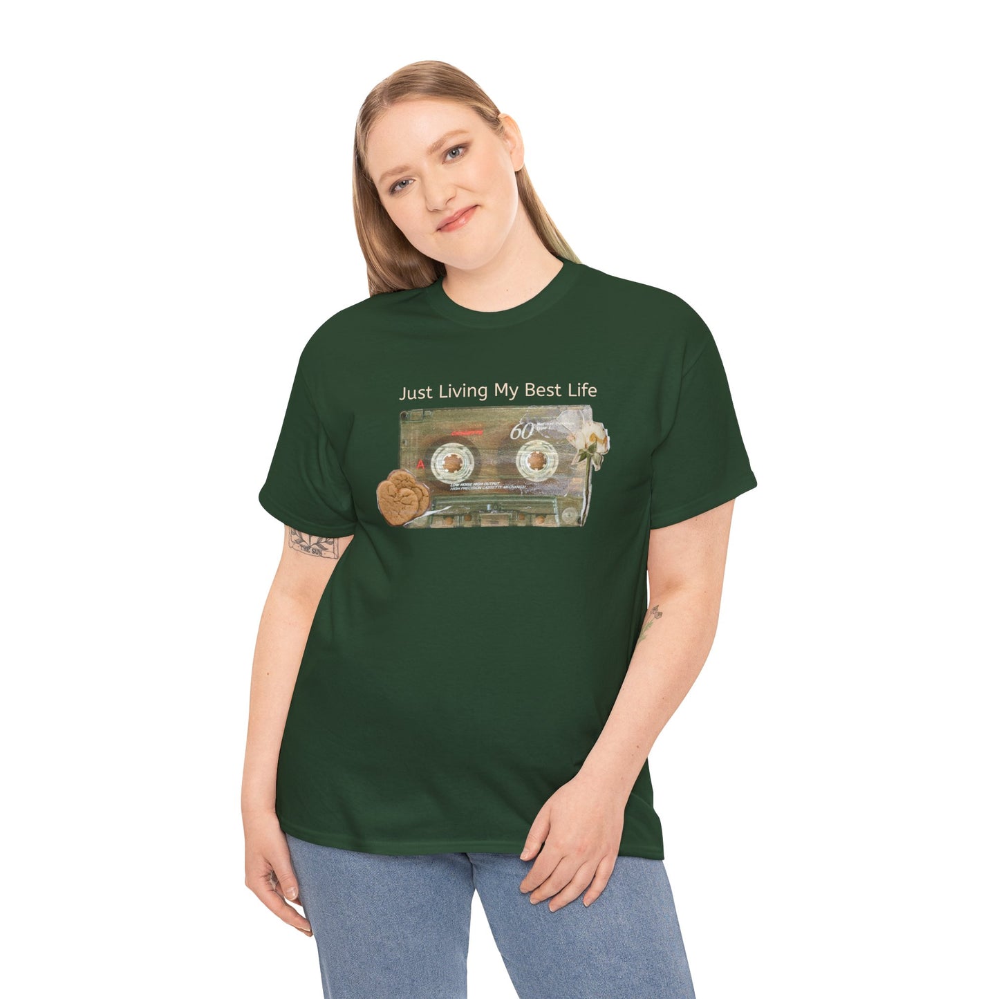 Just Living My Best Life Tee, Vintage Cassette T-Shirt, Casual Wear, Gift for Friends, Music Lover's Apparel