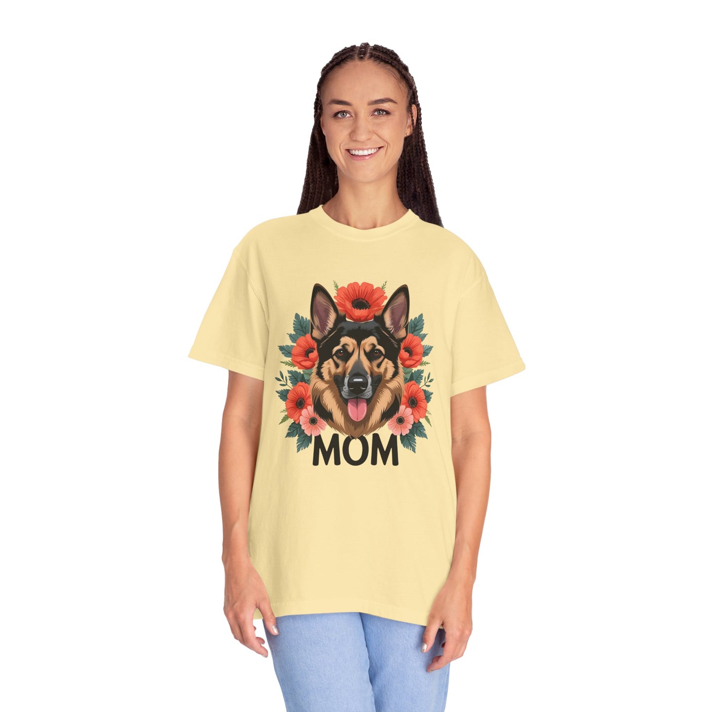 Floral German Shepherd Dog Mom T-Shirt, Perfect Gift for Dog Lovers, Mother’s Day, Birthday, Casual Wear, Comfortable Everyday Tee