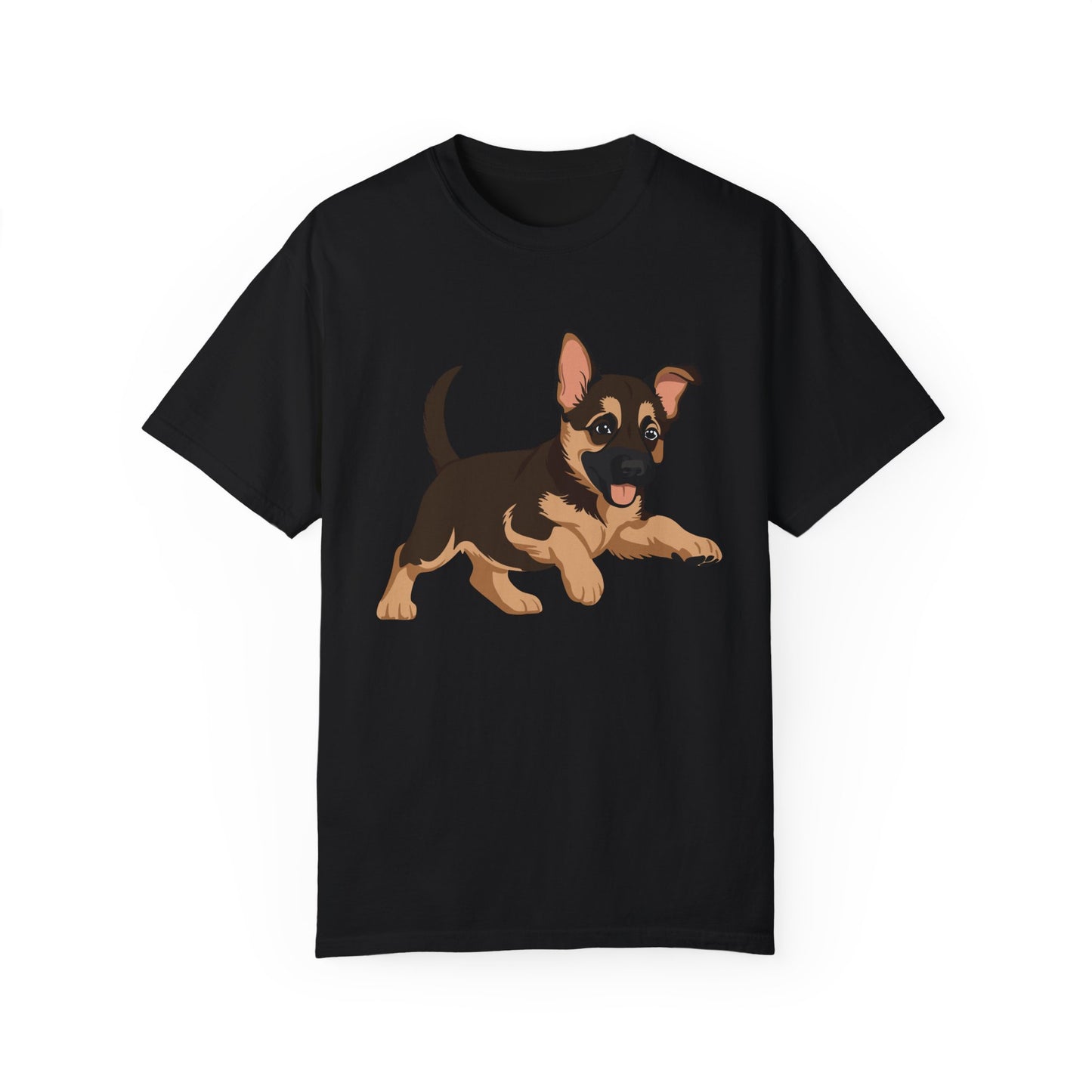 Unisex Dog Lover T-Shirt With a Graphic of Cute Playing German Shepherd Puppy