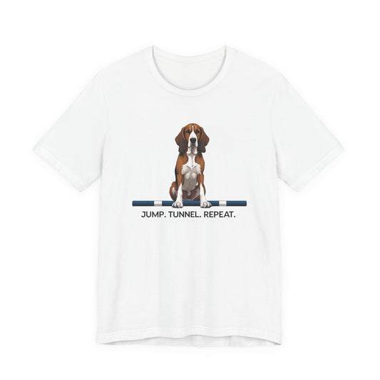 Dog Agility Tee, Fun Pet Lover Shirt, Jump Tunnel Repeat T-Shirt, Dog Enthusiast Apparel, Gift for Dog Owners