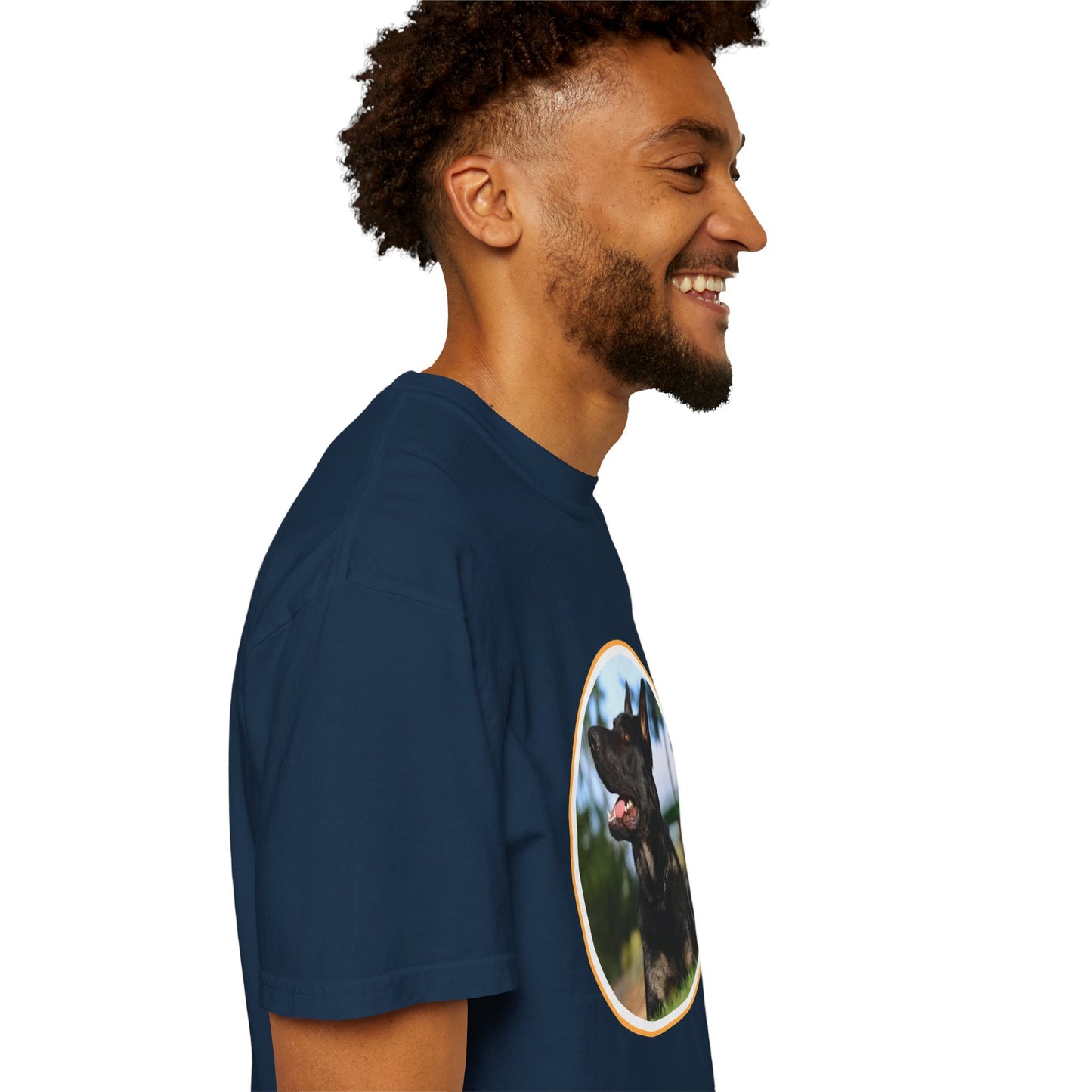 Unisex T-Shirt With Bicolor Working Line German Shepherd Sitting On The Ground