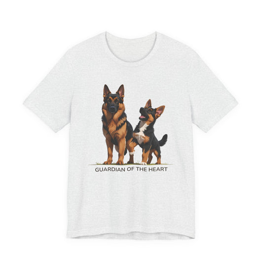 German Shepherd and Puppy Tee - Guardian of the Heart, Gifting for Pet Owners, Cute Graphic Shirt, Perfect for Birthdays, Dog-Themed Apparel