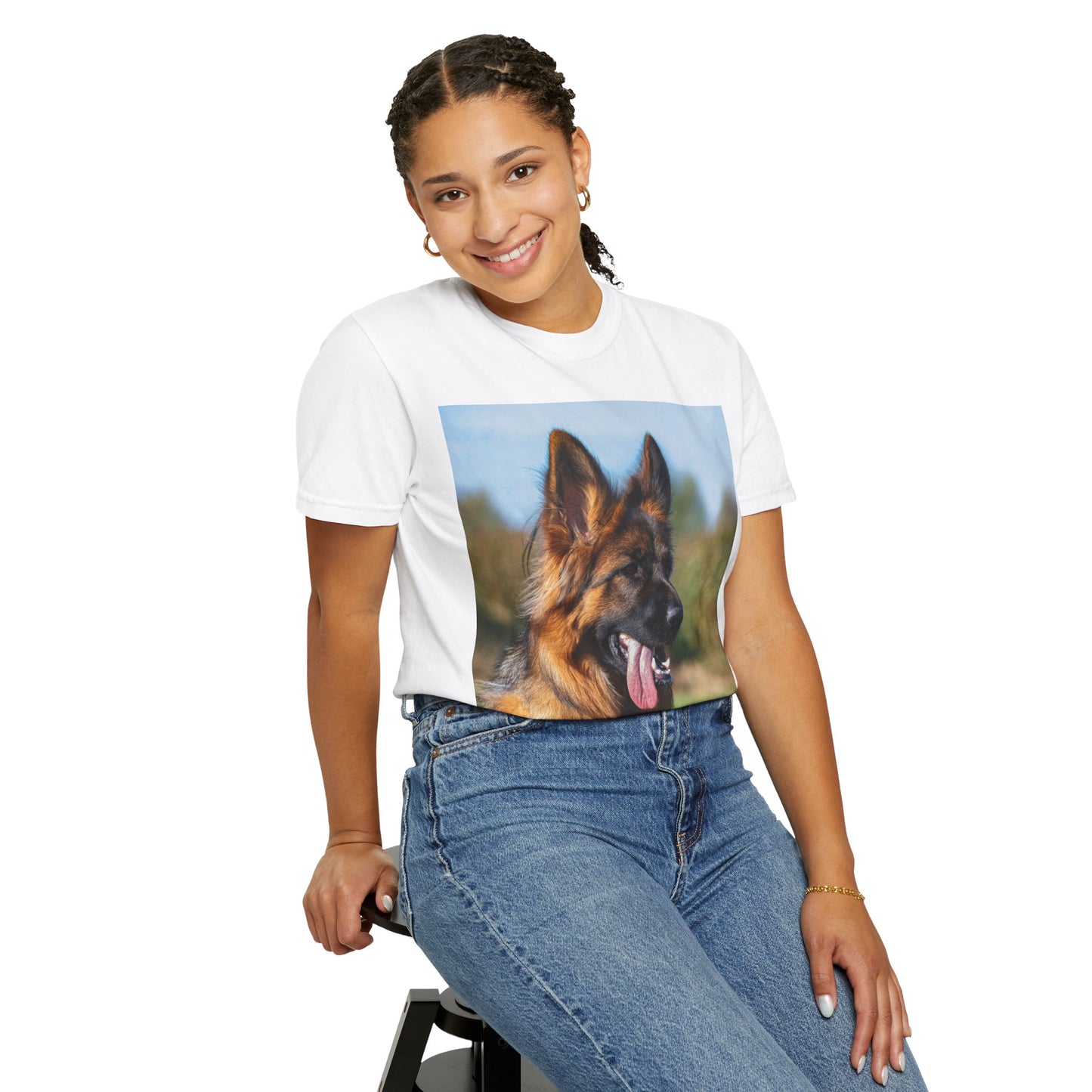 Unisex Dog Lover T-Shirt Featuring a Stunning Showline German Shepherd Puppy Leaving Tongue Out