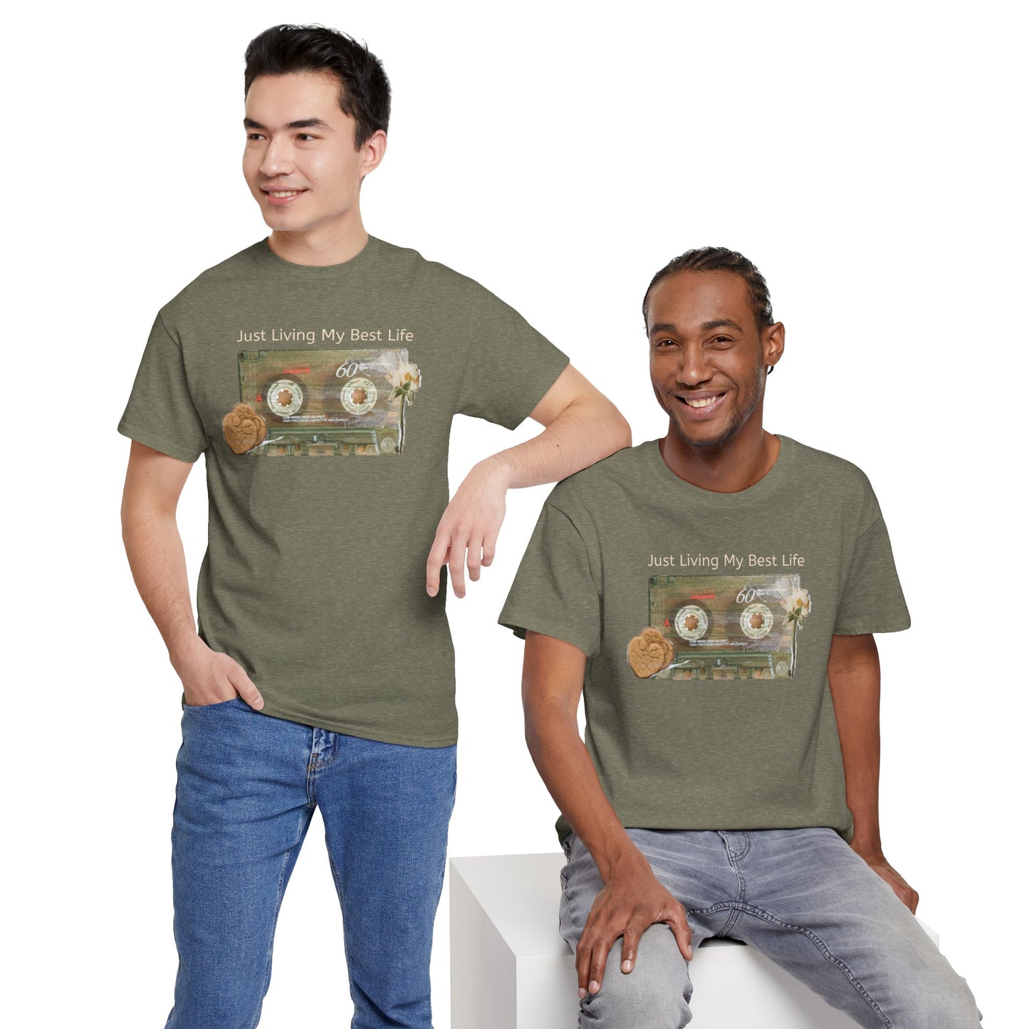 Just Living My Best Life Tee, Vintage Cassette T-Shirt, Casual Wear, Gift for Friends, Music Lover's Apparel
