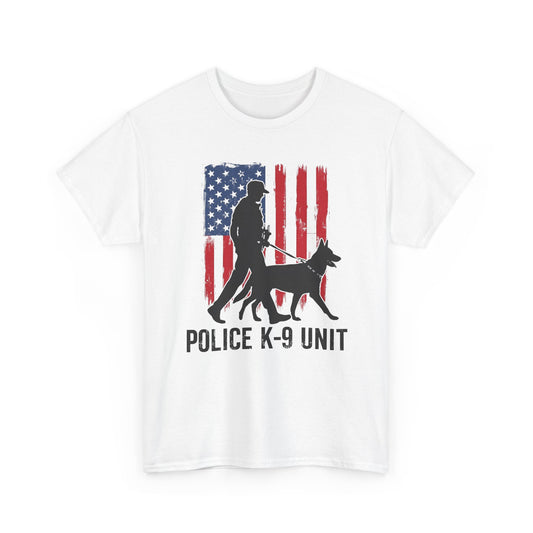 Patriotic Police K-9 Unit Heavy Cotton Tee, Unisex Cotton Shirt for Dog Lovers, Law Enforcement Apparel, Gifts for Police Officers