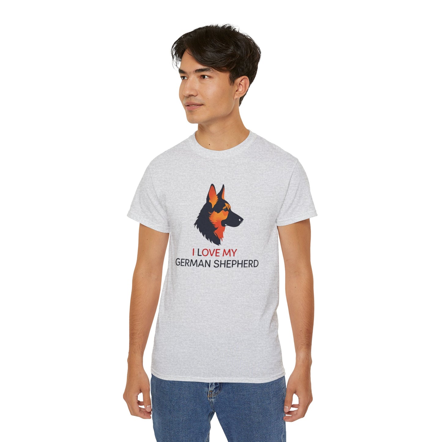 German Shepherd Lovers Unisex Ultra Cotton Tee - "I Love My German Shepherd", Dog Owner Gift, Canine Apparel, Pet Lover T-Shirt