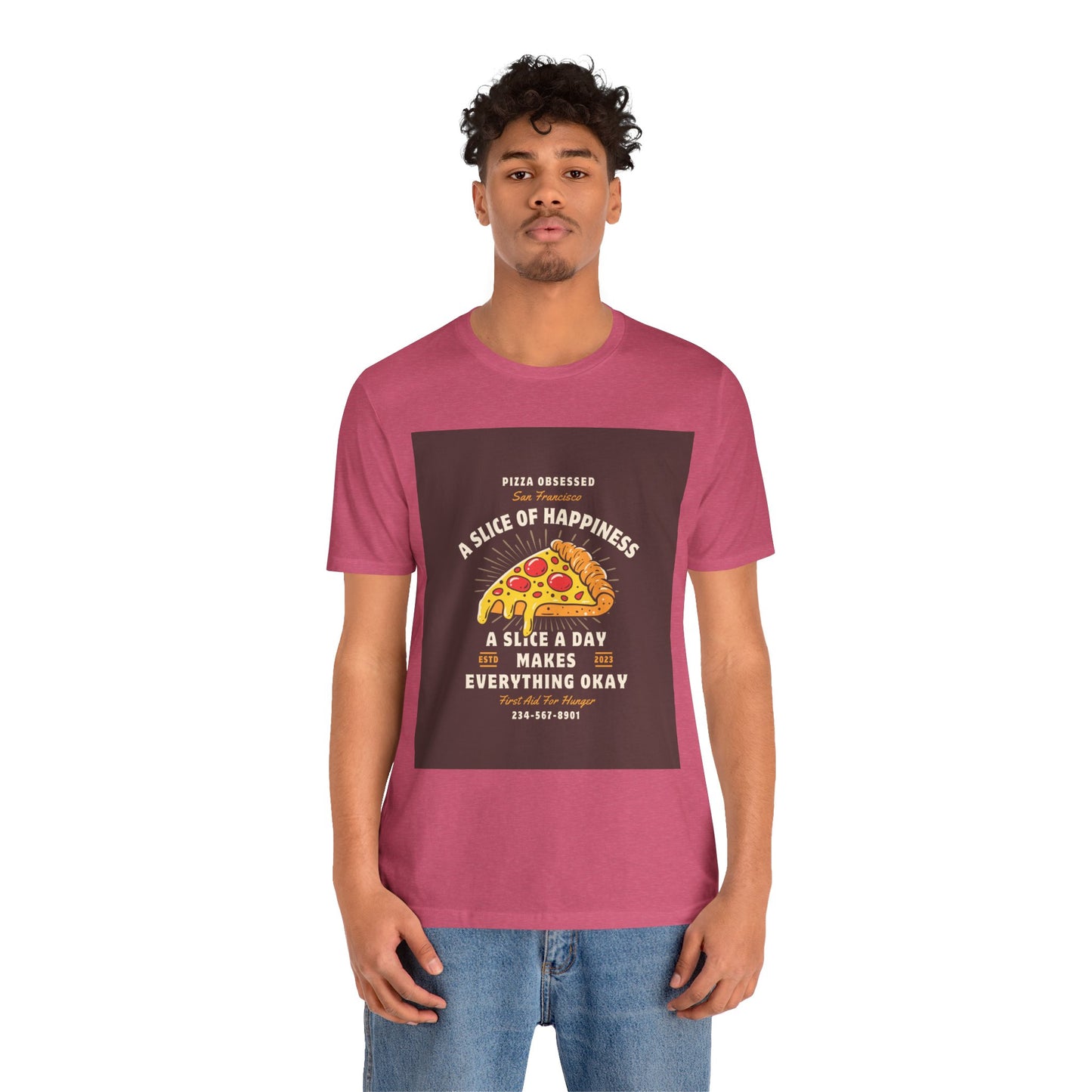 Pizza Lover's Happiness Tee, Fun Unisex T-Shirt, Casual Wear, Gift for Foodies, Pizza Party Attire, Comfortable Daily Shirt