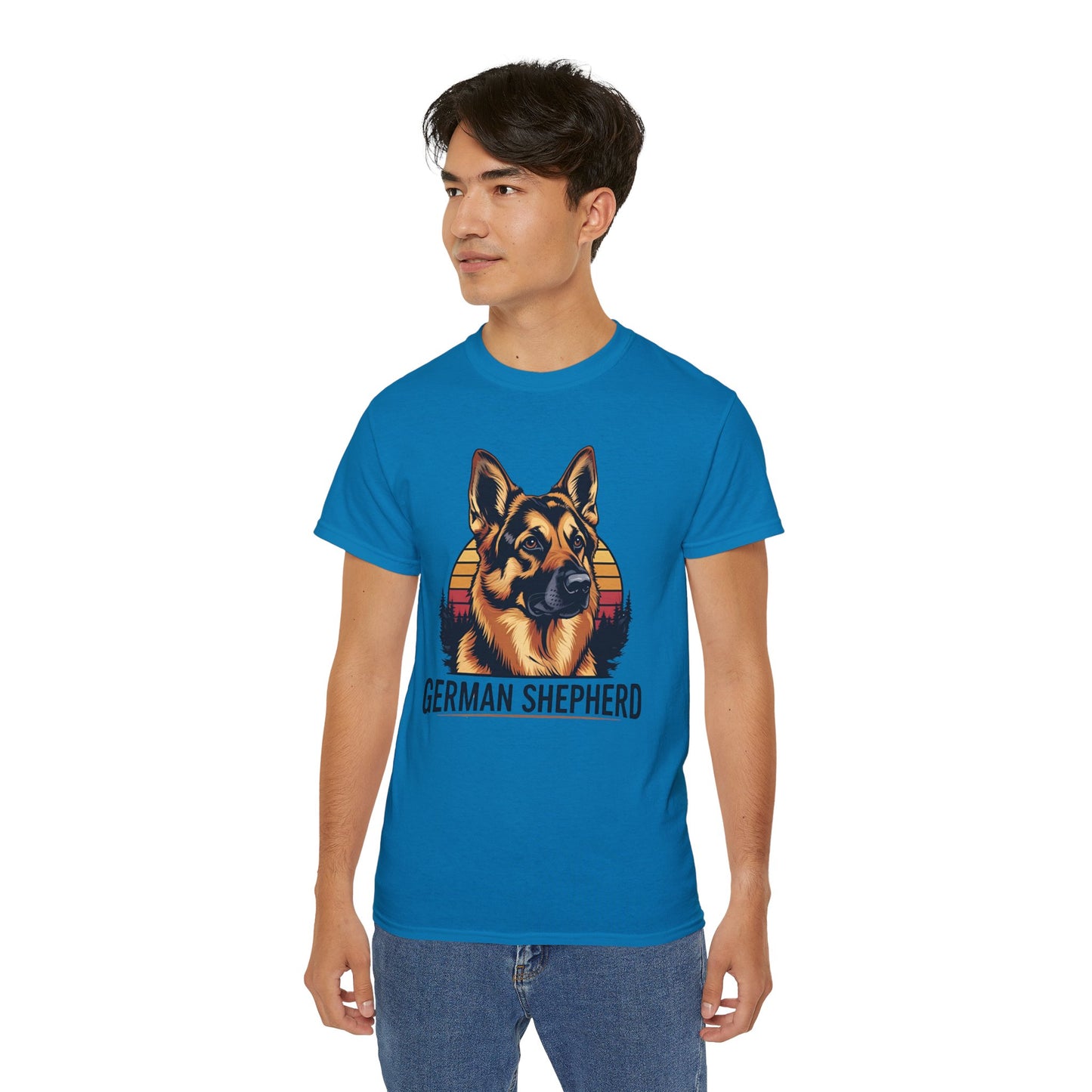 German Shepherd Ultra Cotton Tee, Dog Lover Gift, Retro Design, Pet Owner Shirt, Animal Apparel, Birthday Gift, Casual Wear