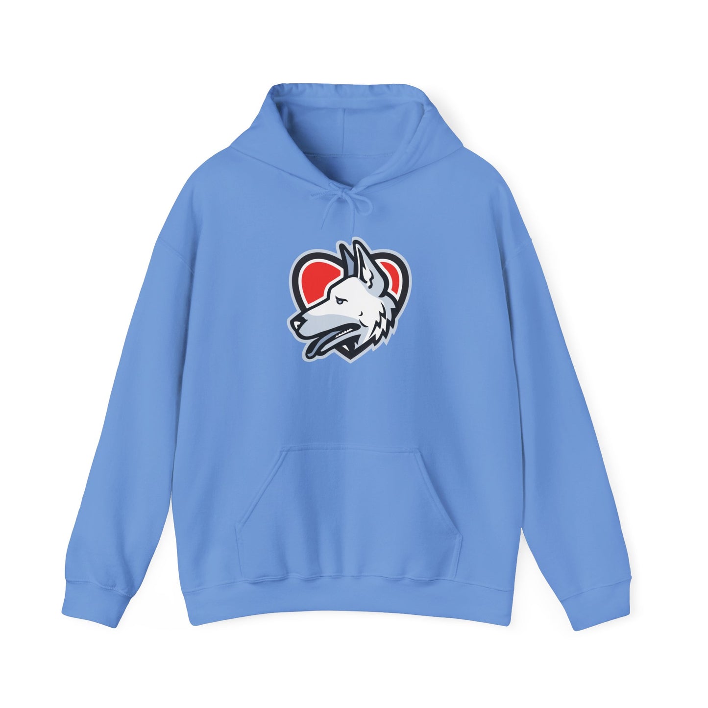 Unisex Dog Lover Hoodie With a Close Up Graphic of German Shepherd Placed Inside Red Heart
