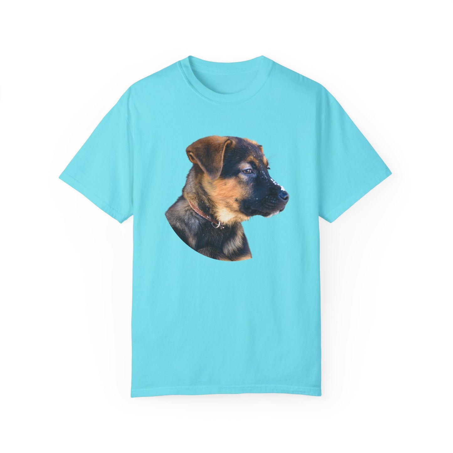 Unisex T-Shirt With Close Up Face of German Shepherd Puppy With Floppy Ears