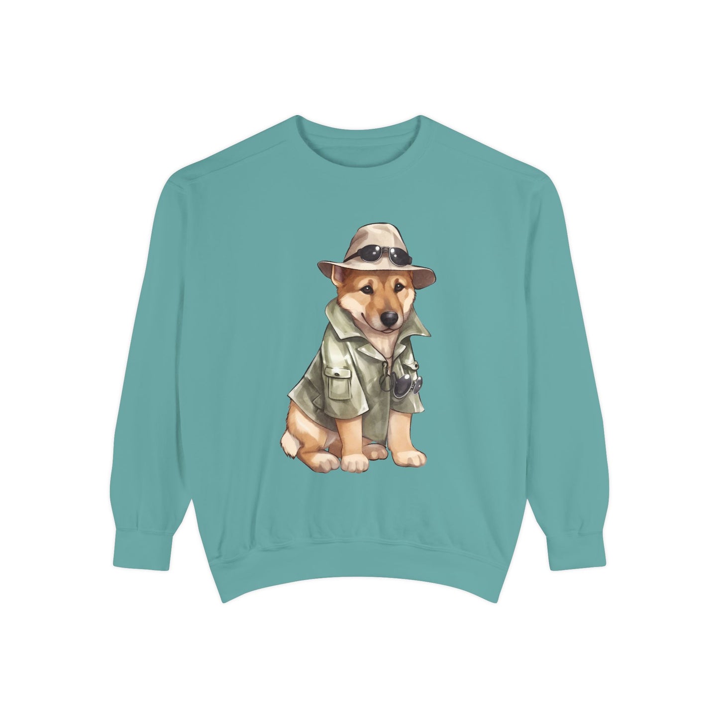 Unisex Dog Lover Sweatshirt With a Graphic of German Shepherd Wearing Detector's Hat and Costume