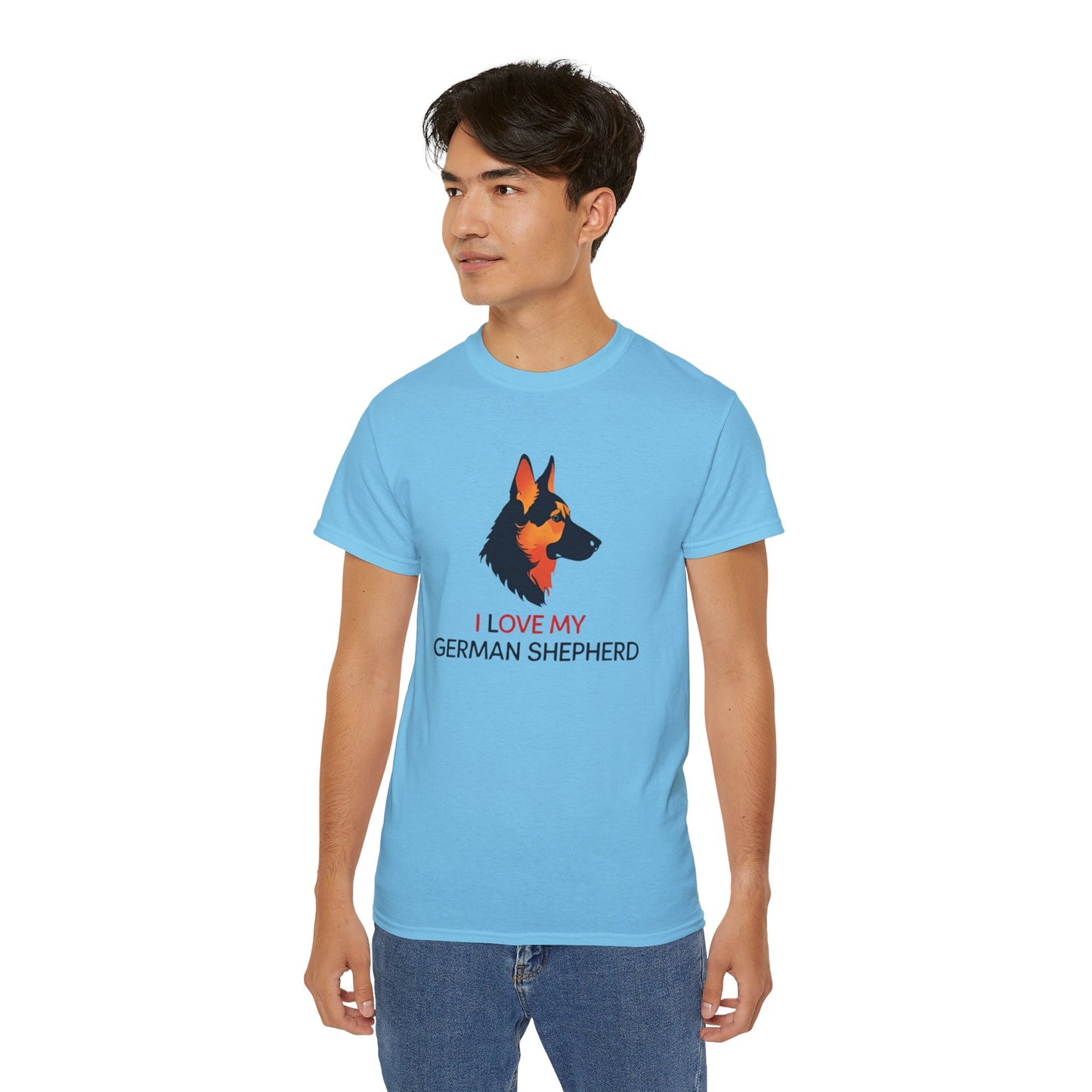 German Shepherd Lovers Unisex Ultra Cotton Tee - "I Love My German Shepherd", Dog Owner Gift, Canine Apparel, Pet Lover T-Shirt