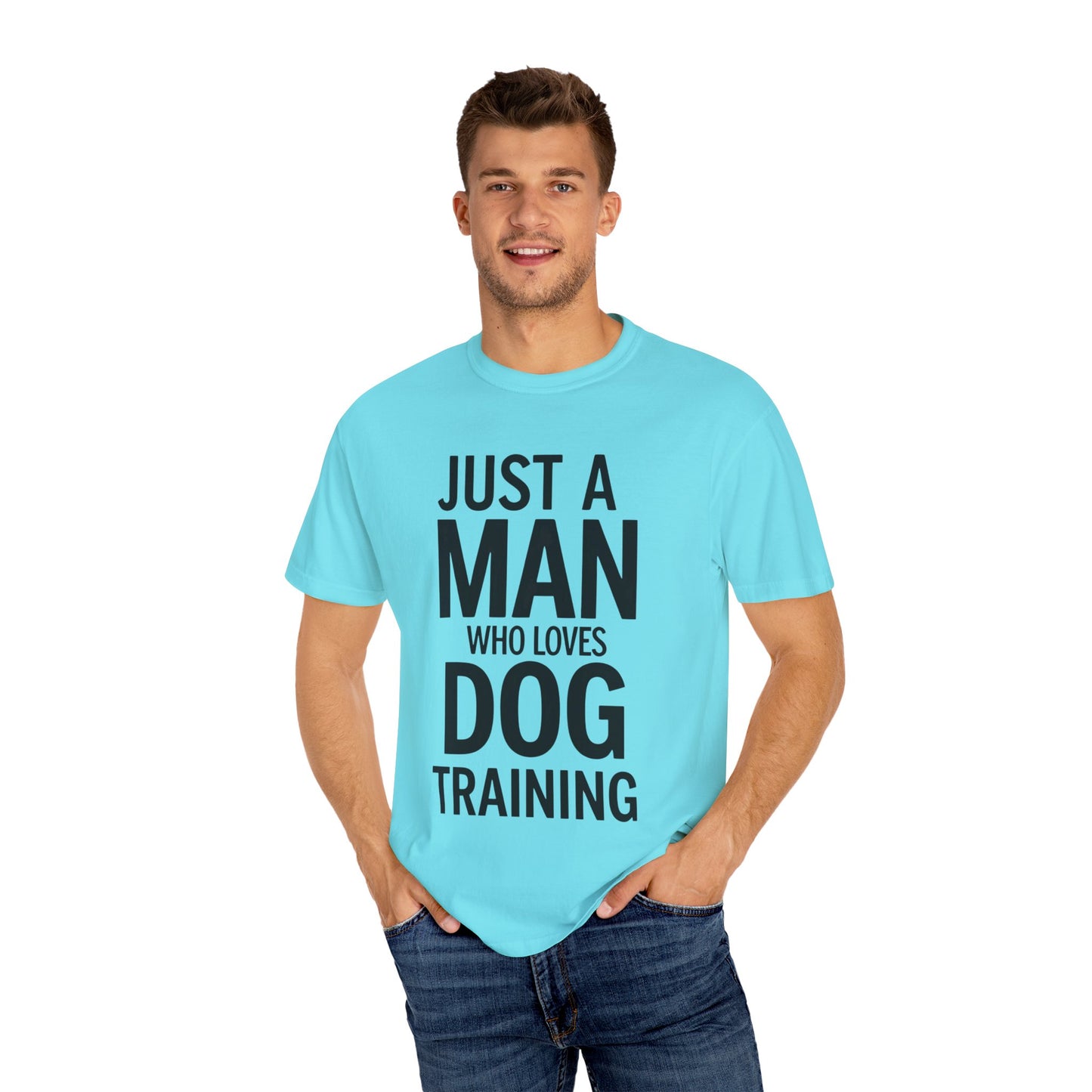 Dog Training Enthusiast T-Shirt - Just a Man Who Loves Dog Training, Pet Lover Gift, Casual Comfort Wear, Dog Owner Apparel, Gift for Dog Lovers