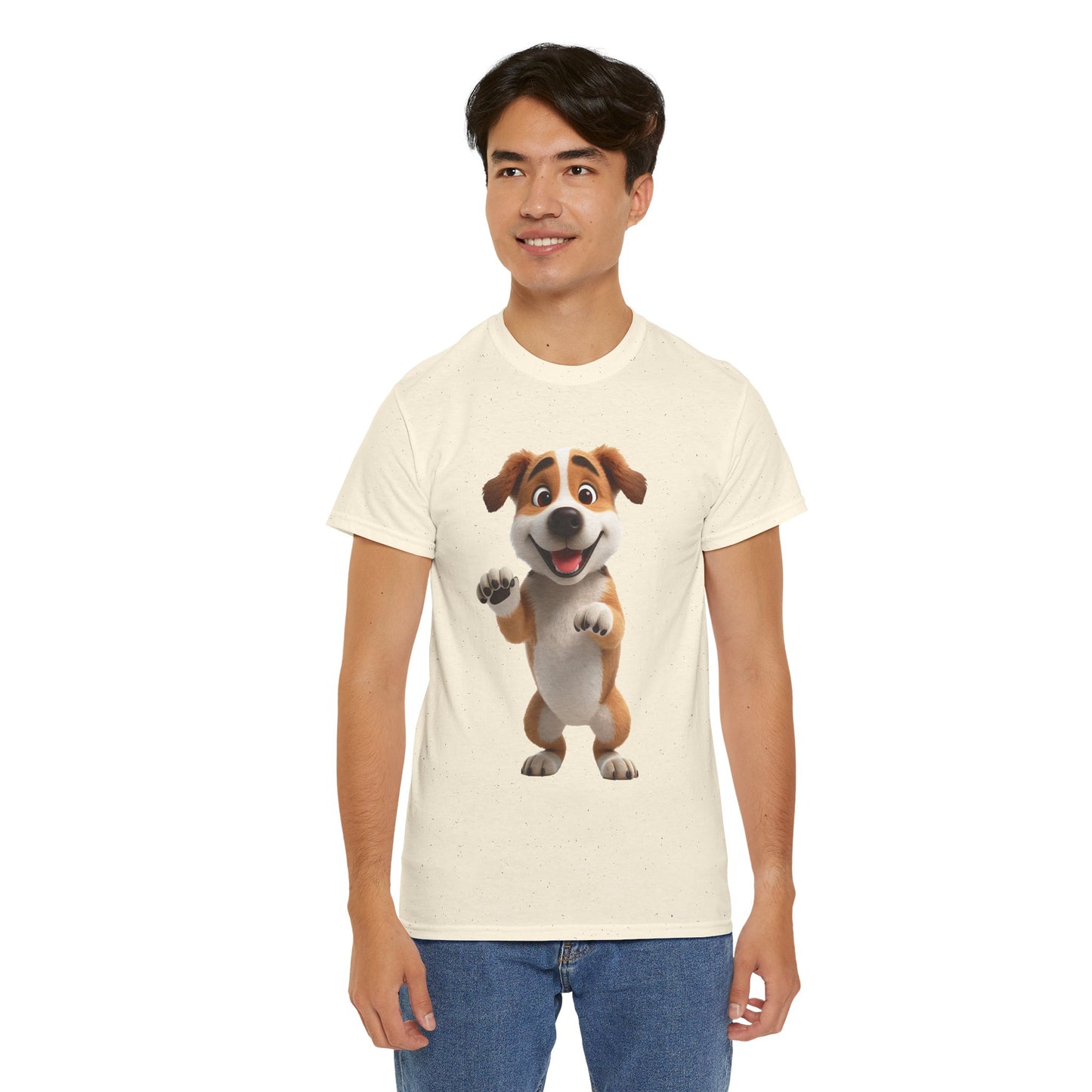 Cute Dog 3D Graphic Tee, Unisex Heavy Cotton T-Shirt, Dog Lover Gift, Fun Casual Wear