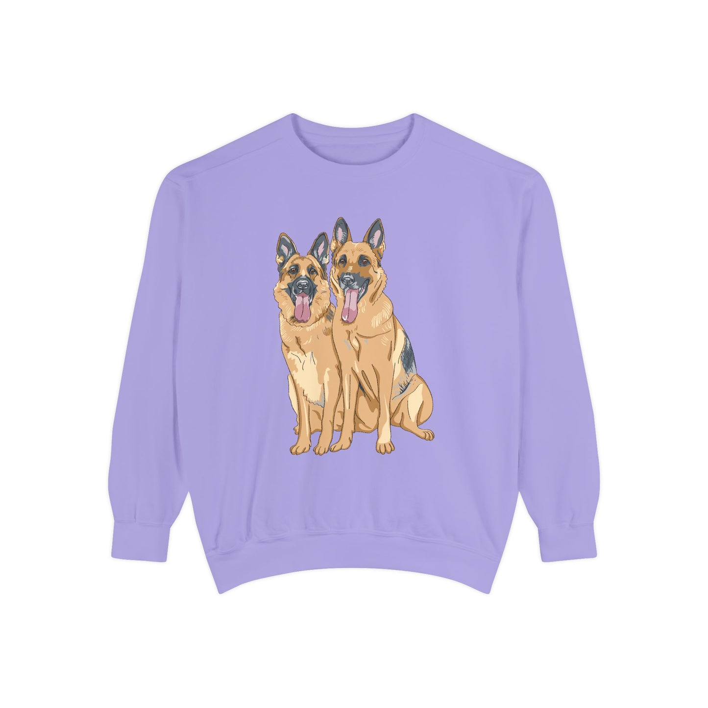 Unisex Dog Lover Sweatshirt With Graphic of Two German Shepherd Sloppily Sitting