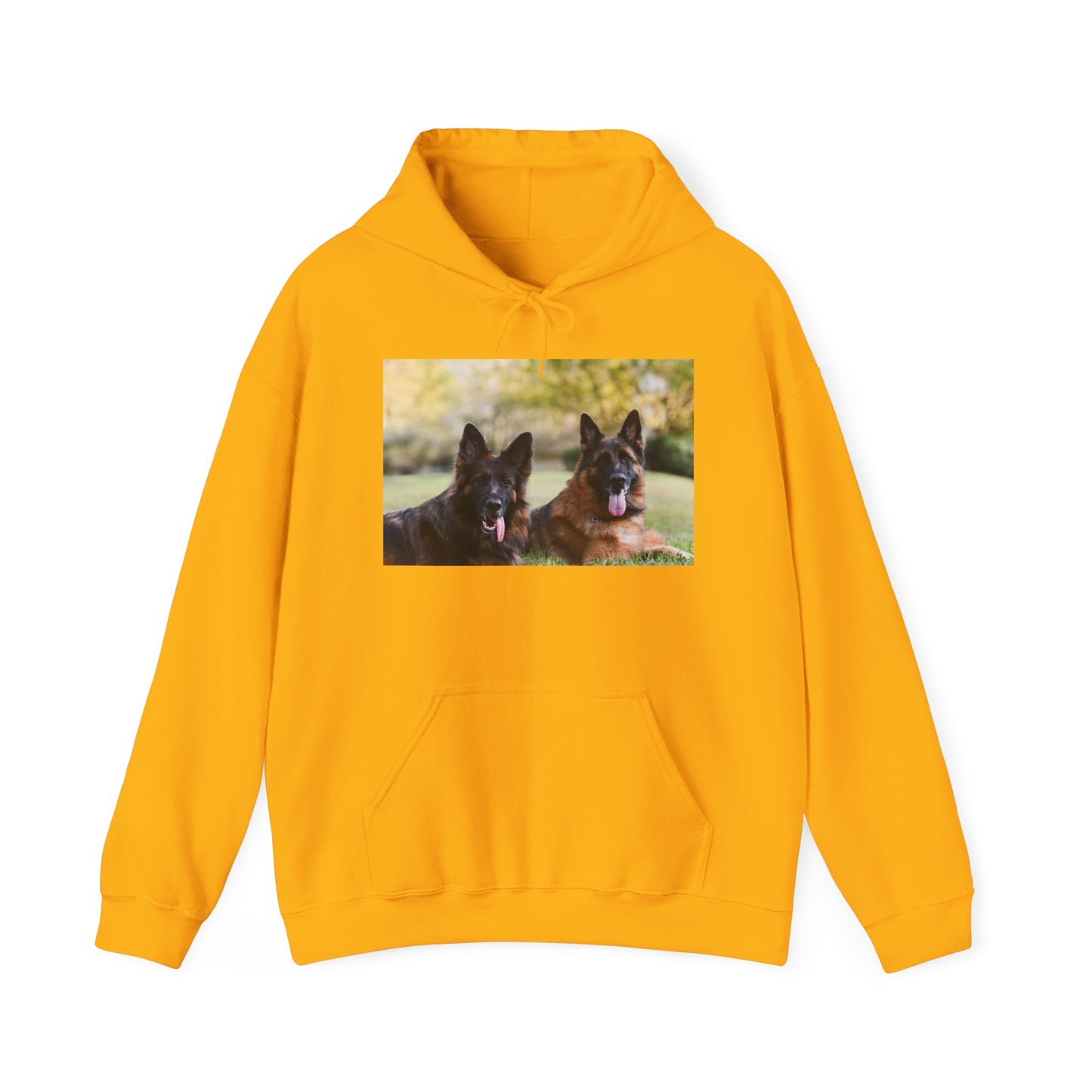 A Unisex Dog Lover Hoodie With Two German Shepherds Lying On The Ground Leaving Tongues Out