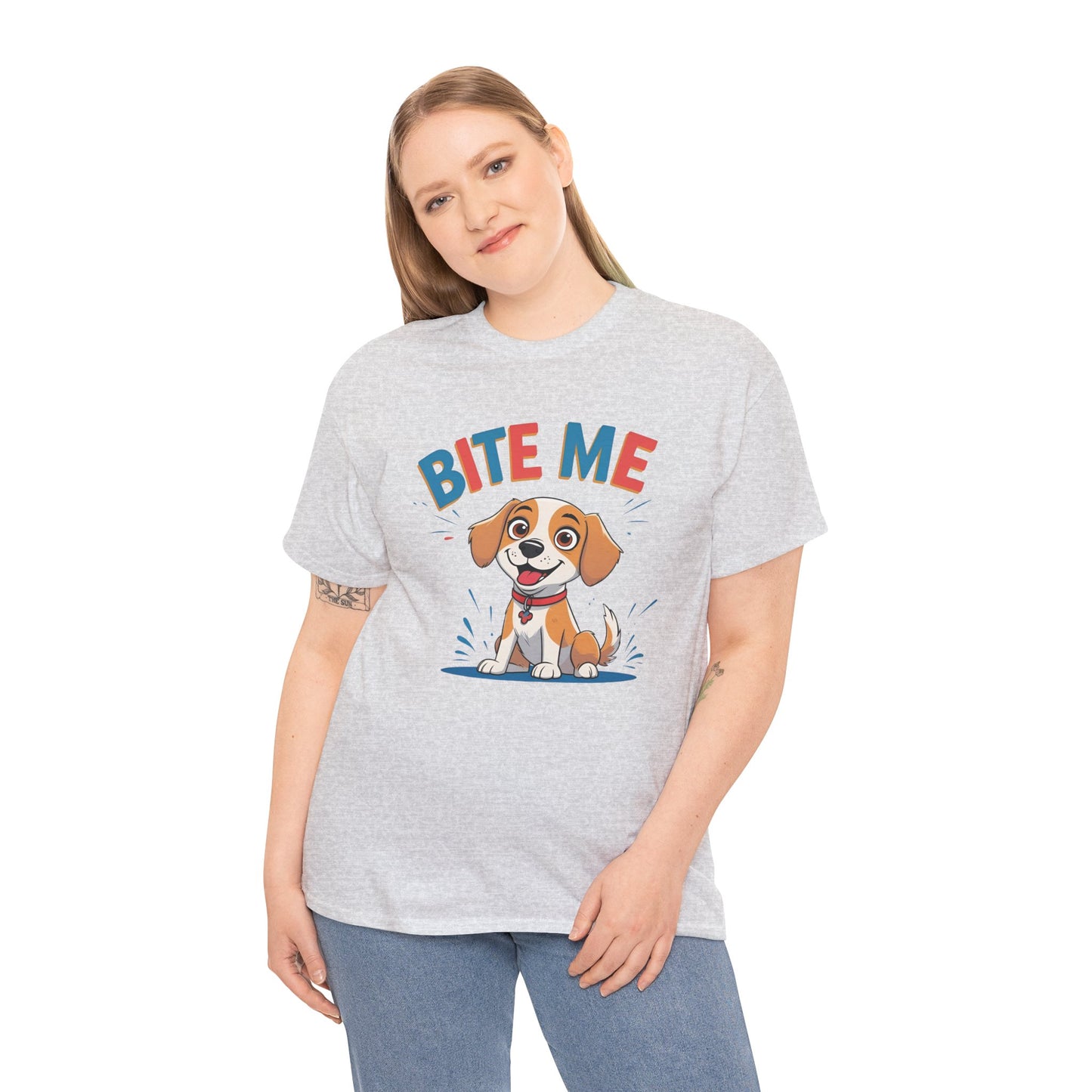 Playful Dog Lover Tee, Bite Me Unisex Cotton T-Shirt for Dog Trainers, Funny Gift for Dog Lovers, Cute Dog Apparel
