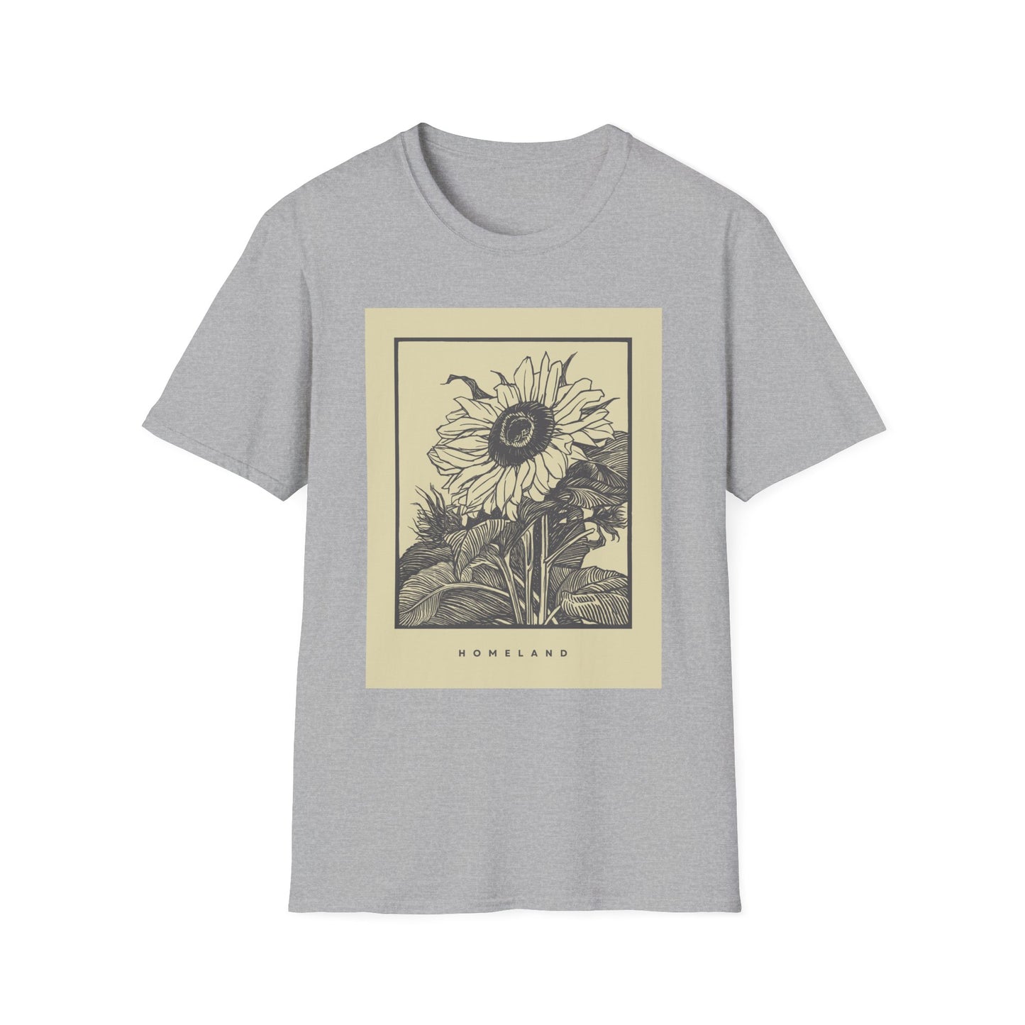 Vintage Sunflower Unisex T-Shirt, Softstyle Tee, Casual Wear, Nature Lover Gift, Summer Fashion, Homelands Design