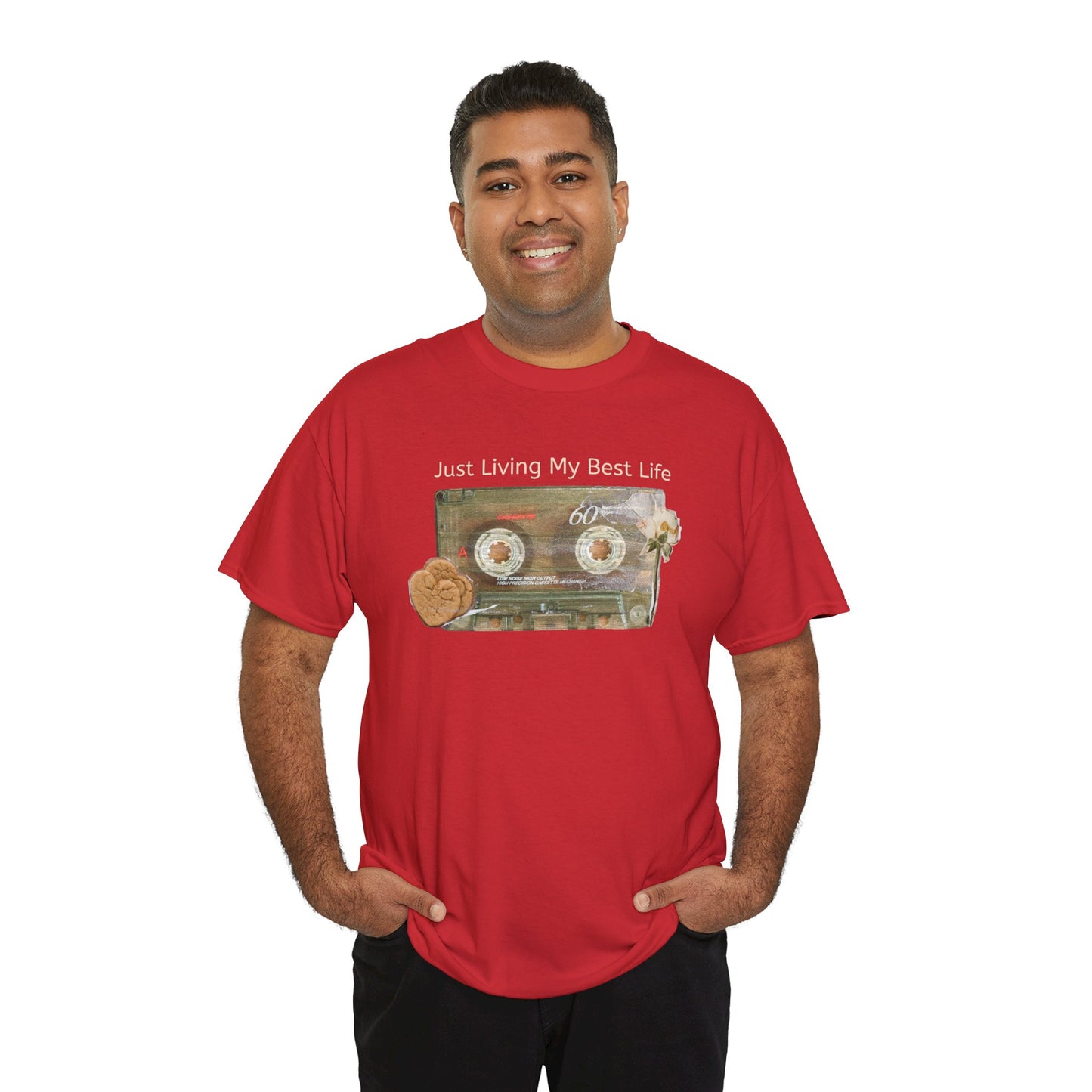 Just Living My Best Life Tee, Vintage Cassette T-Shirt, Casual Wear, Gift for Friends, Music Lover's Apparel