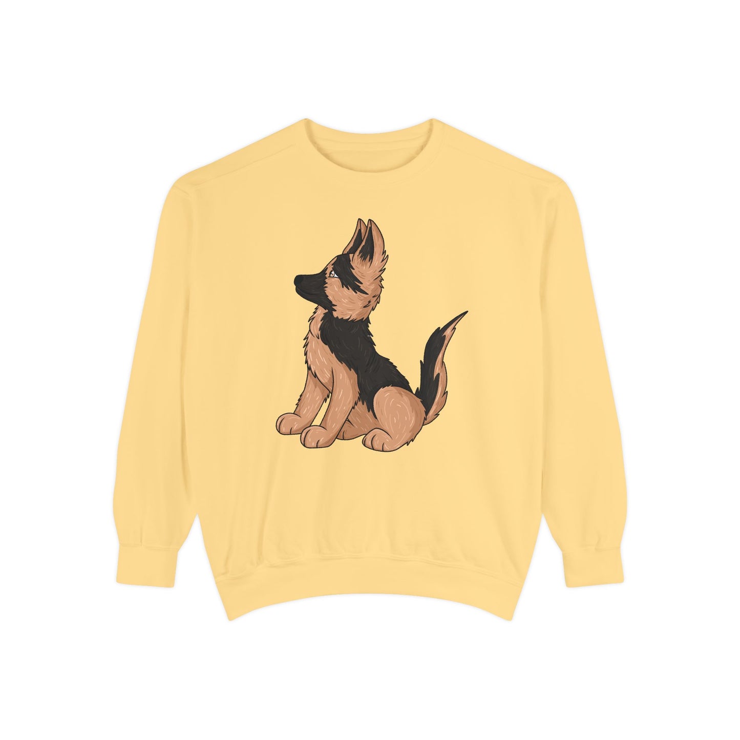 Unisex Dog Lover Sweatshirt With a Graphic of Cute German Shepherd Puppy Looking Upward